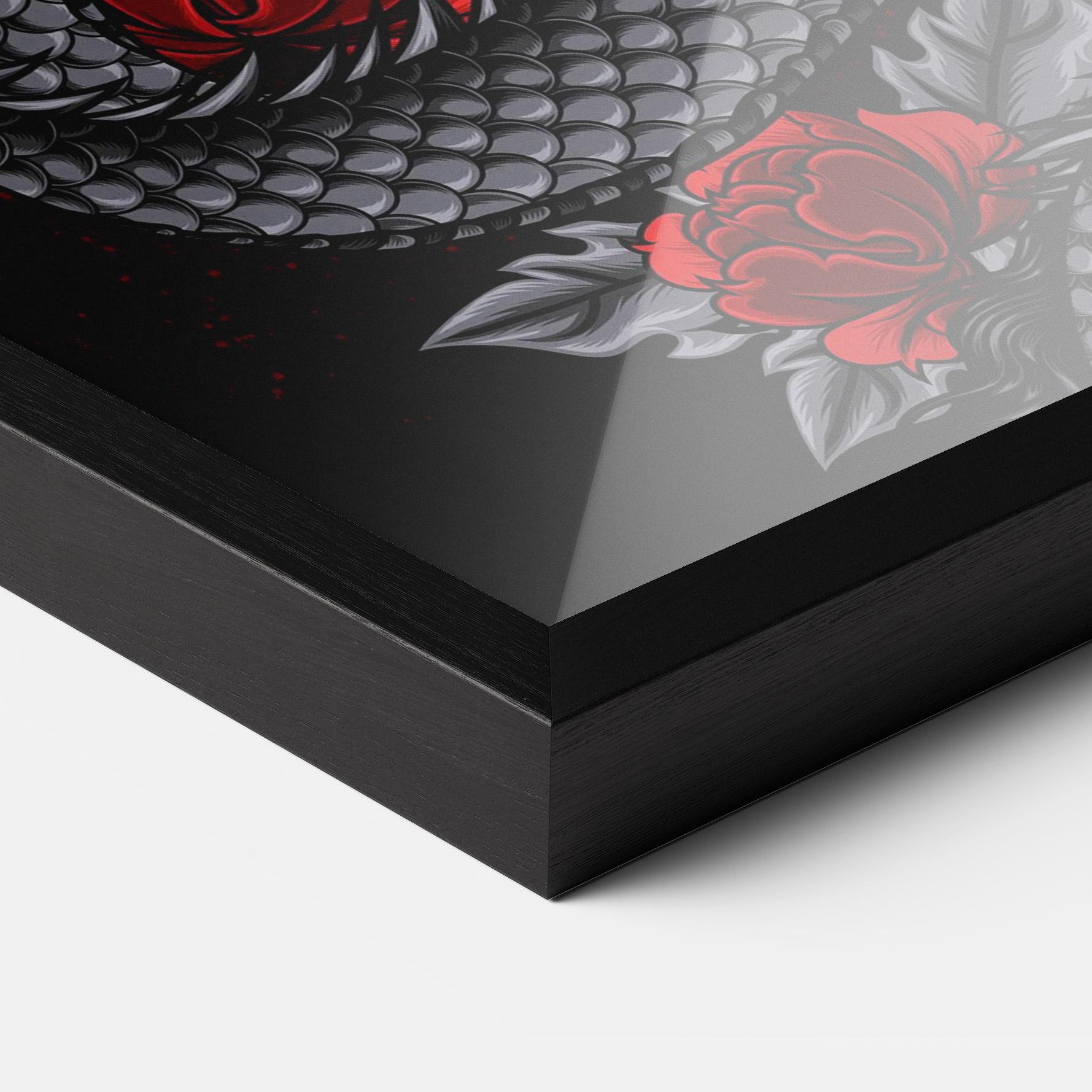 Gerahmte Poster Red Flower Dragon mockup 3