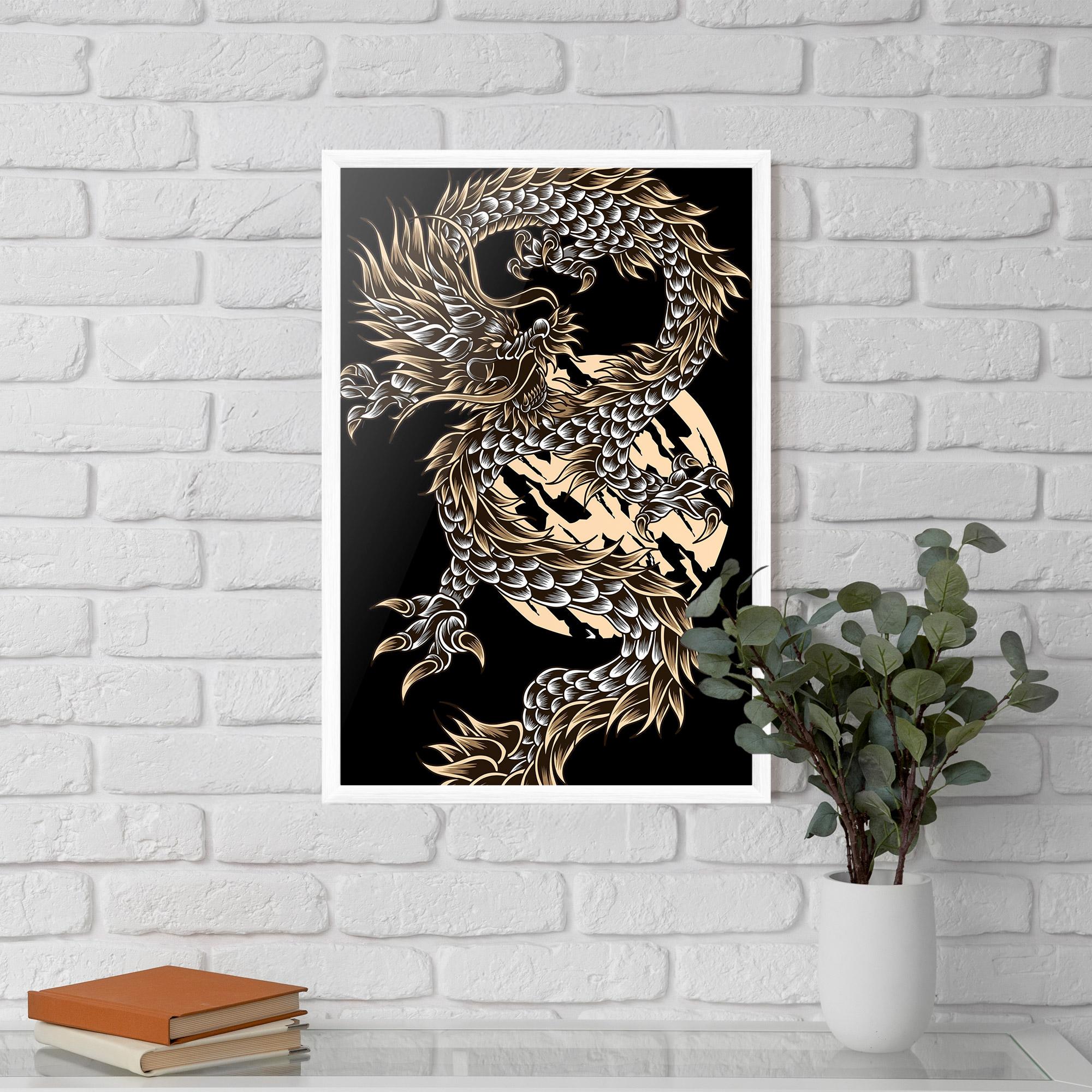 Gerahmte Poster Cream Moon Dragon mockup 5