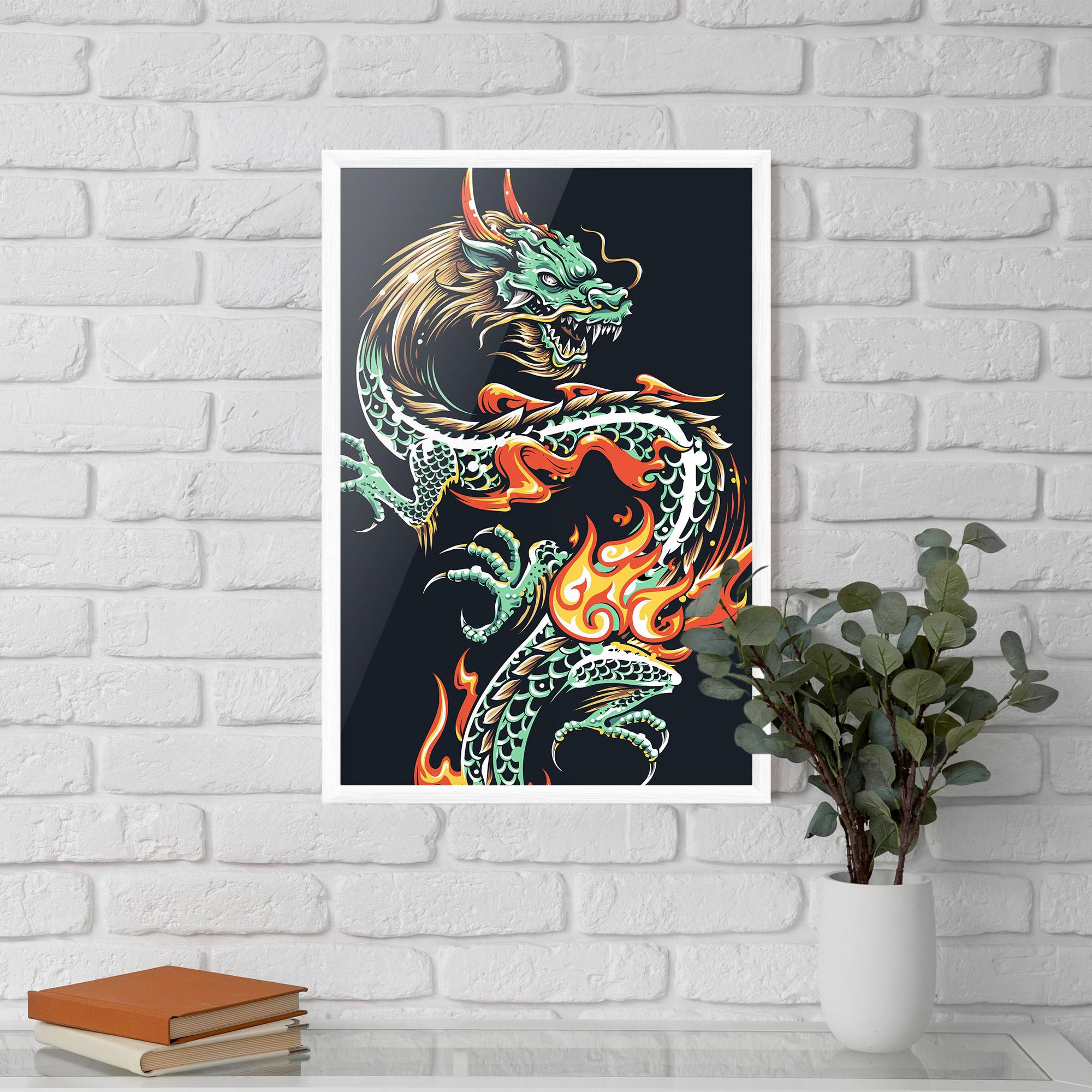 Gerahmte Poster Dragon Green mockup 5
