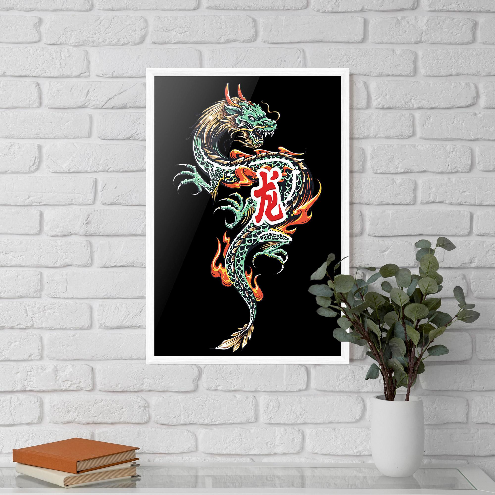Gerahmte Poster Green Fire Dragon mockup 5