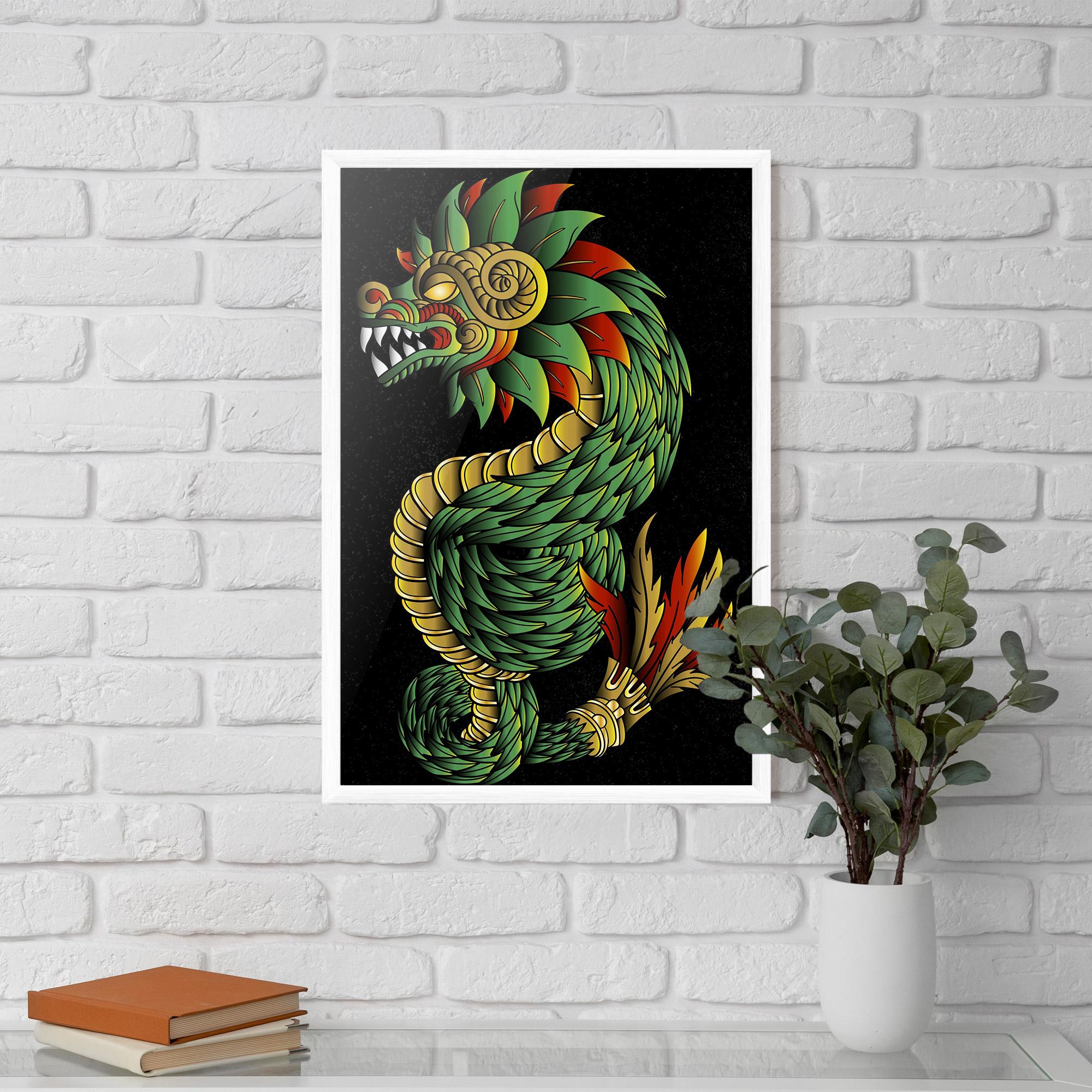 Gerahmte Poster Green Yellow Dragon mockup 5
