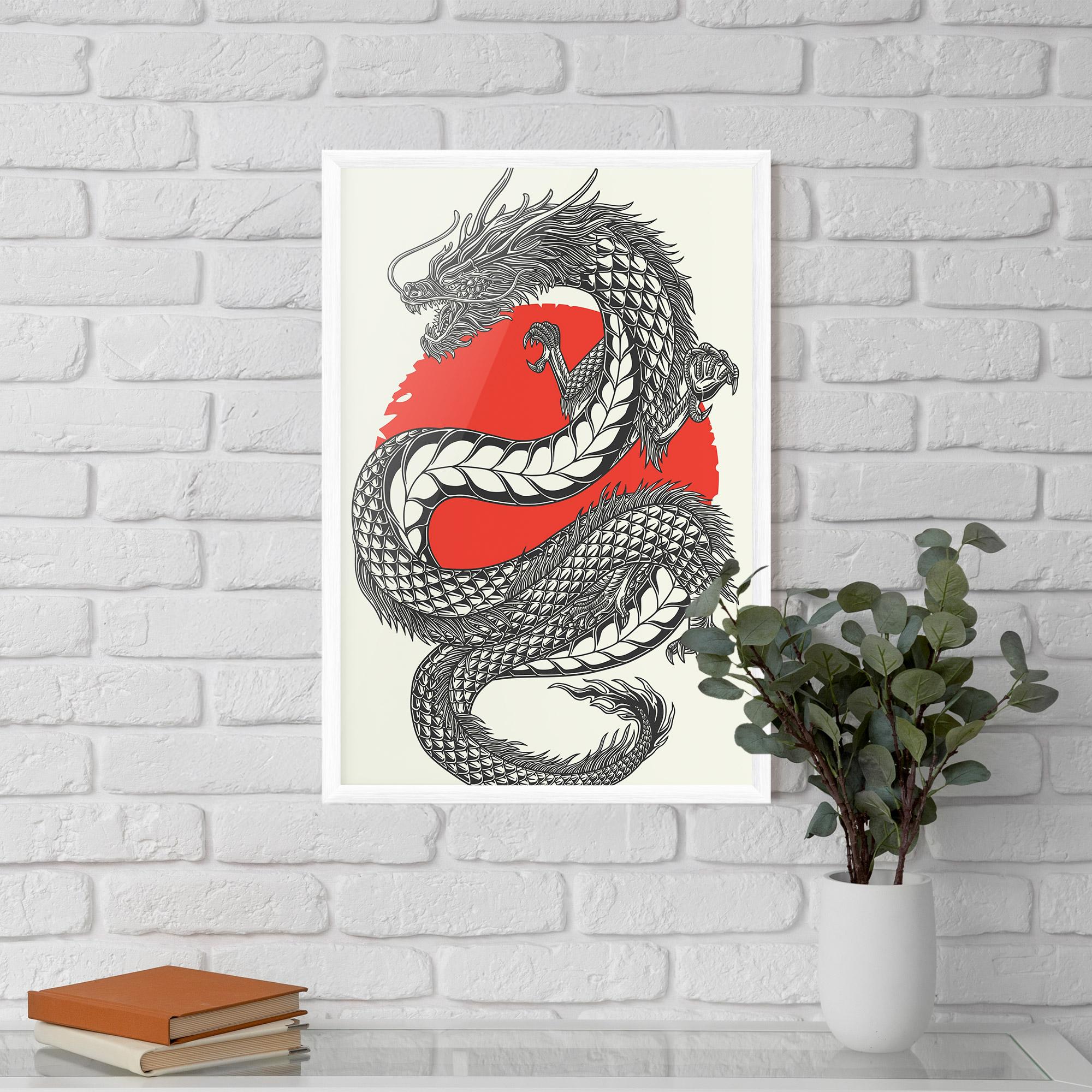 Gerahmte Poster Red Moon Dragon mockup 5