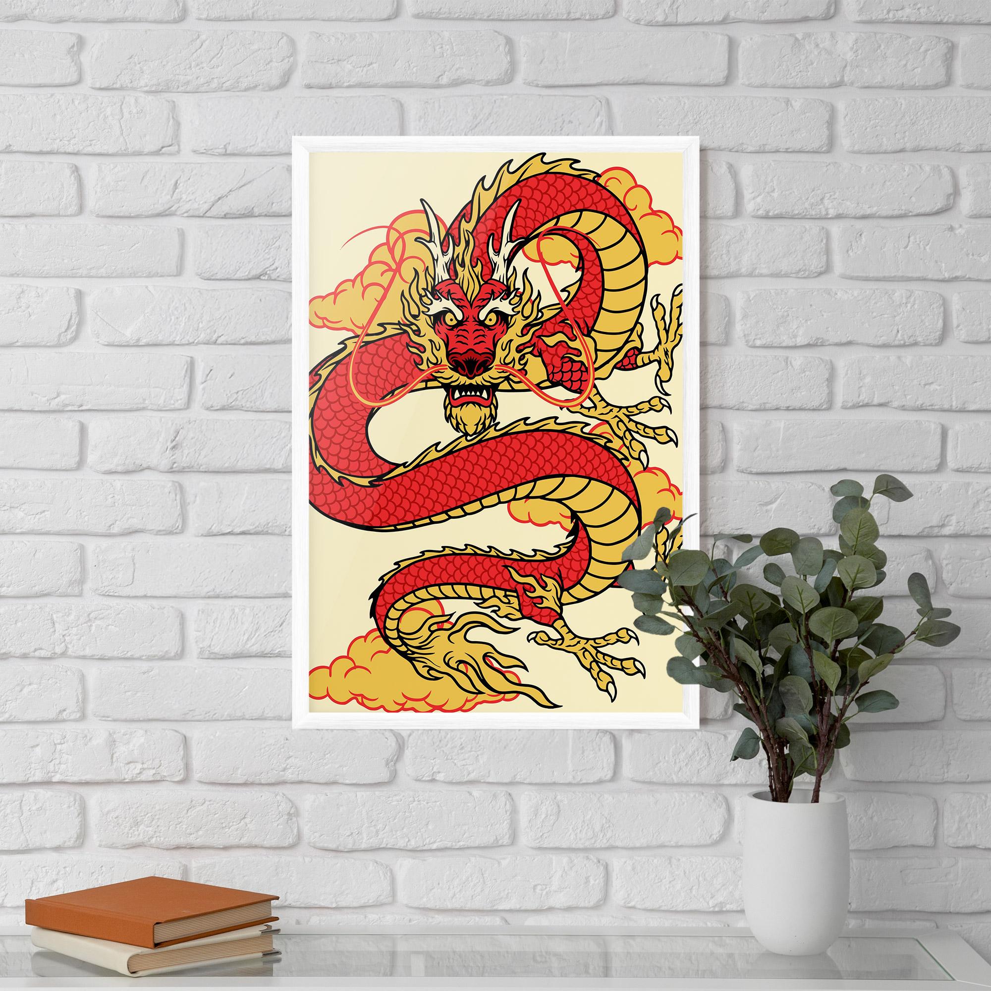 Gerahmte Poster Red Yellow Dragon mockup 5