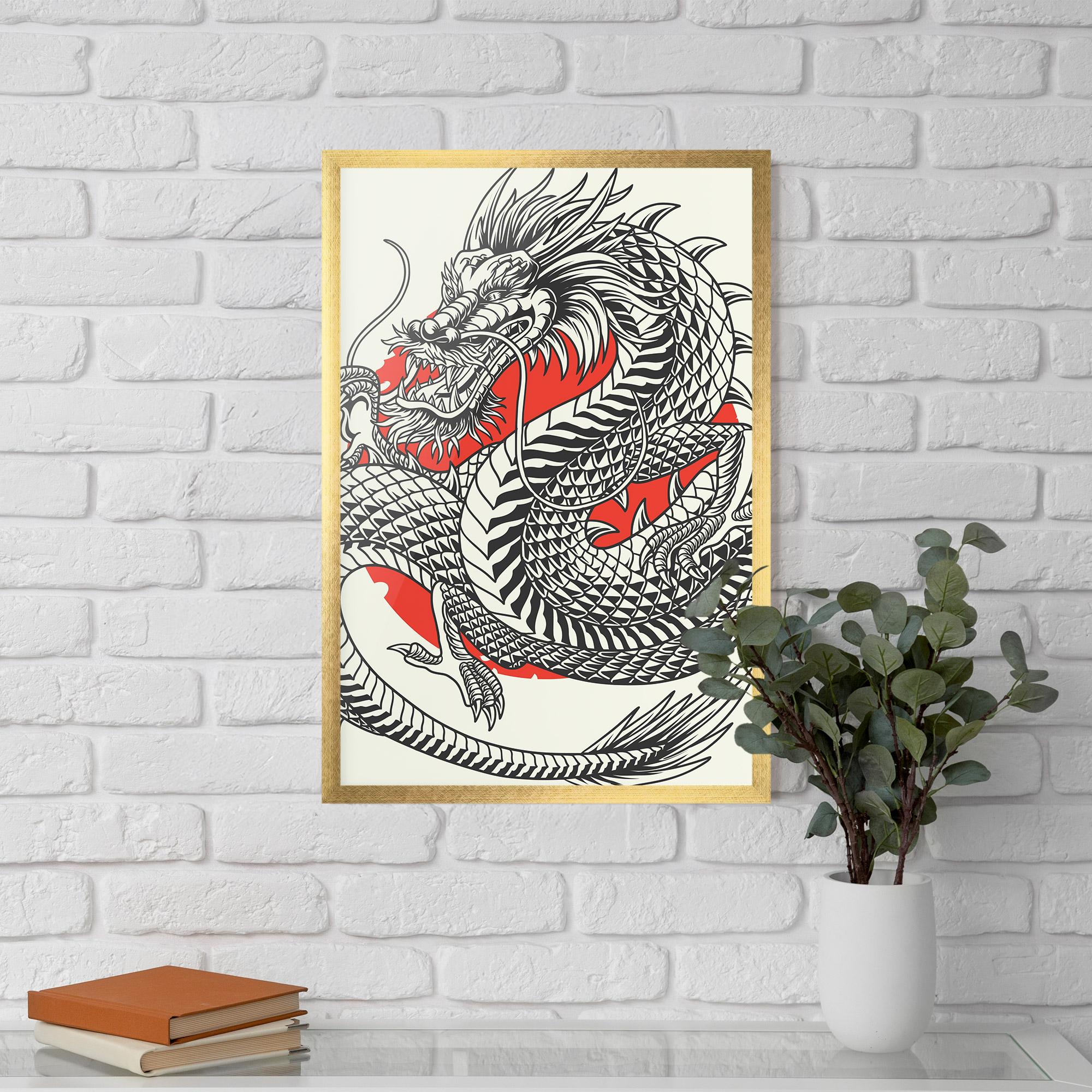 Gerahmte Poster Cream Grey Dragon mockup 5