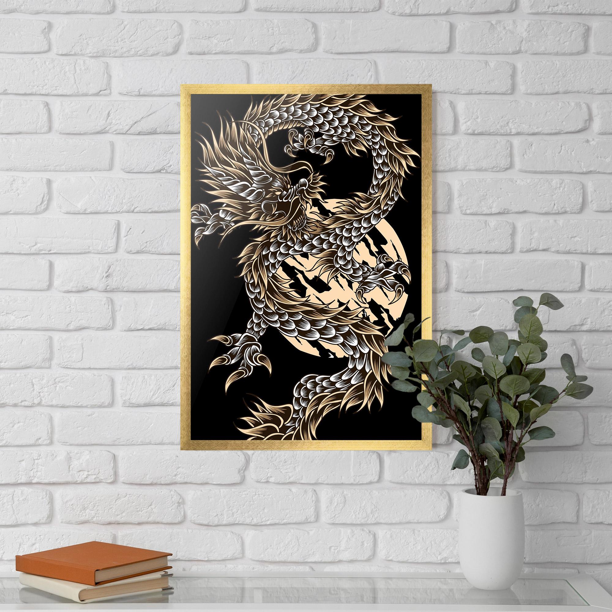 Gerahmte Poster Cream Moon Dragon mockup 5