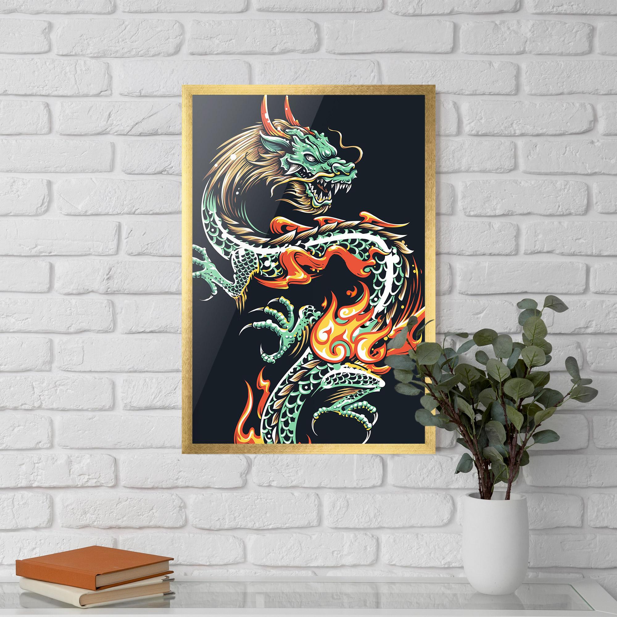 Gerahmte Poster Dragon Green mockup 5