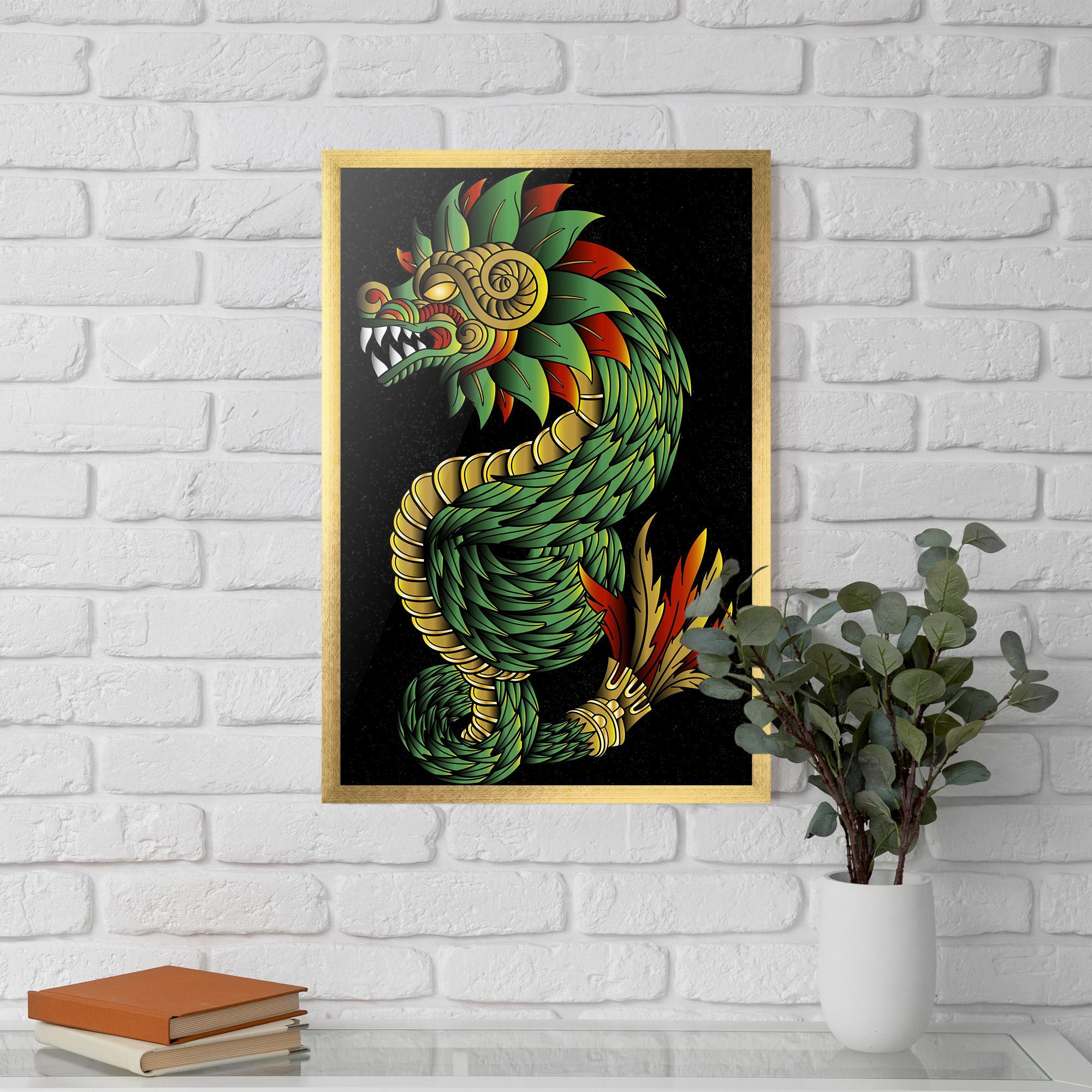Gerahmte Poster Green Yellow Dragon mockup 5