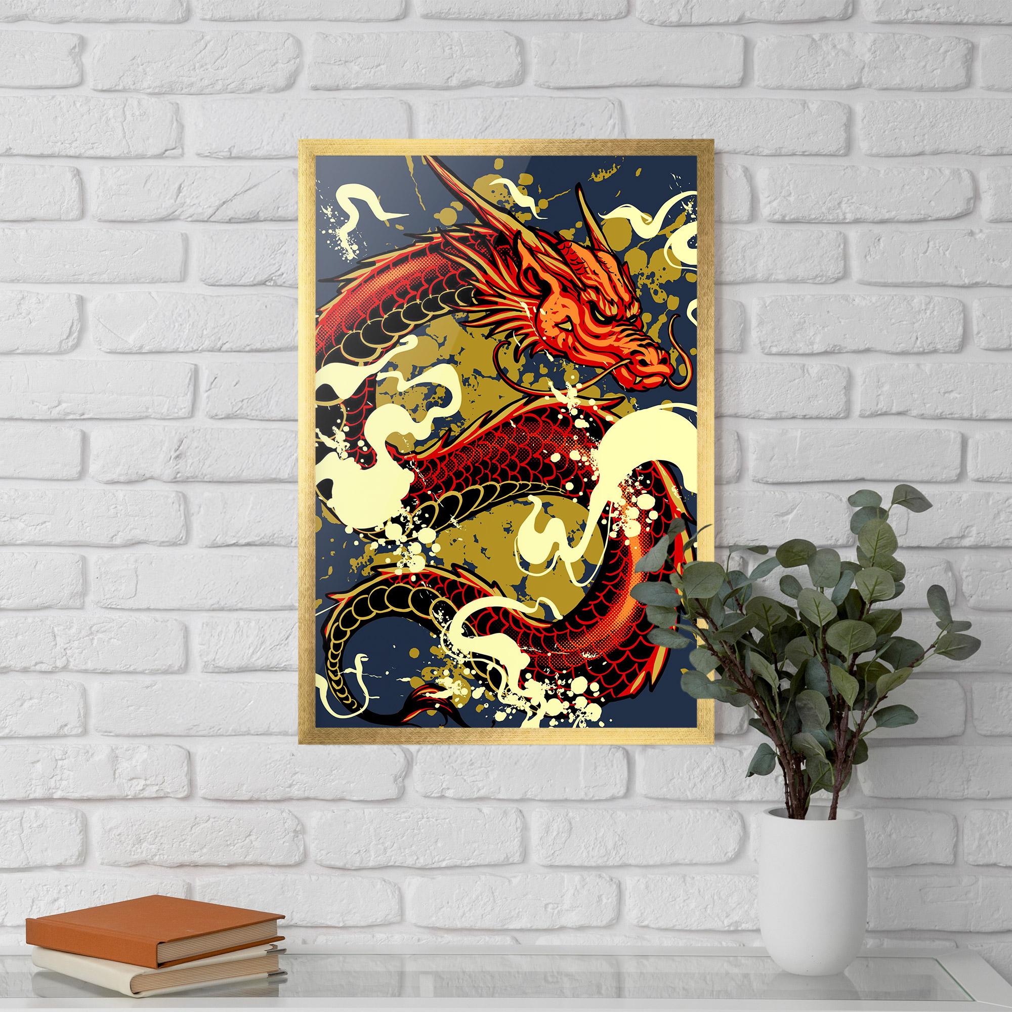 Gerahmte Poster Red Cream Dragon mockup 5
