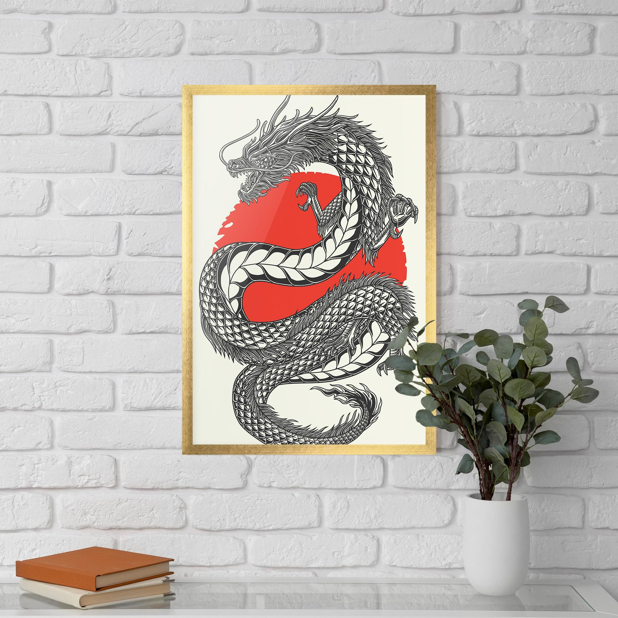 Gerahmte Poster Red Moon Dragon mockup 5