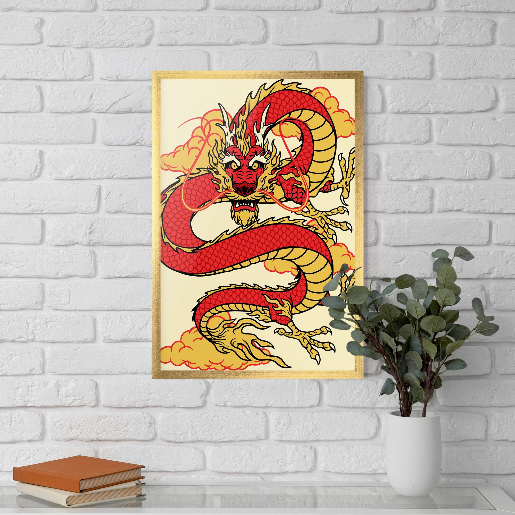 Gerahmte Poster Red Yellow Dragon mockup 5