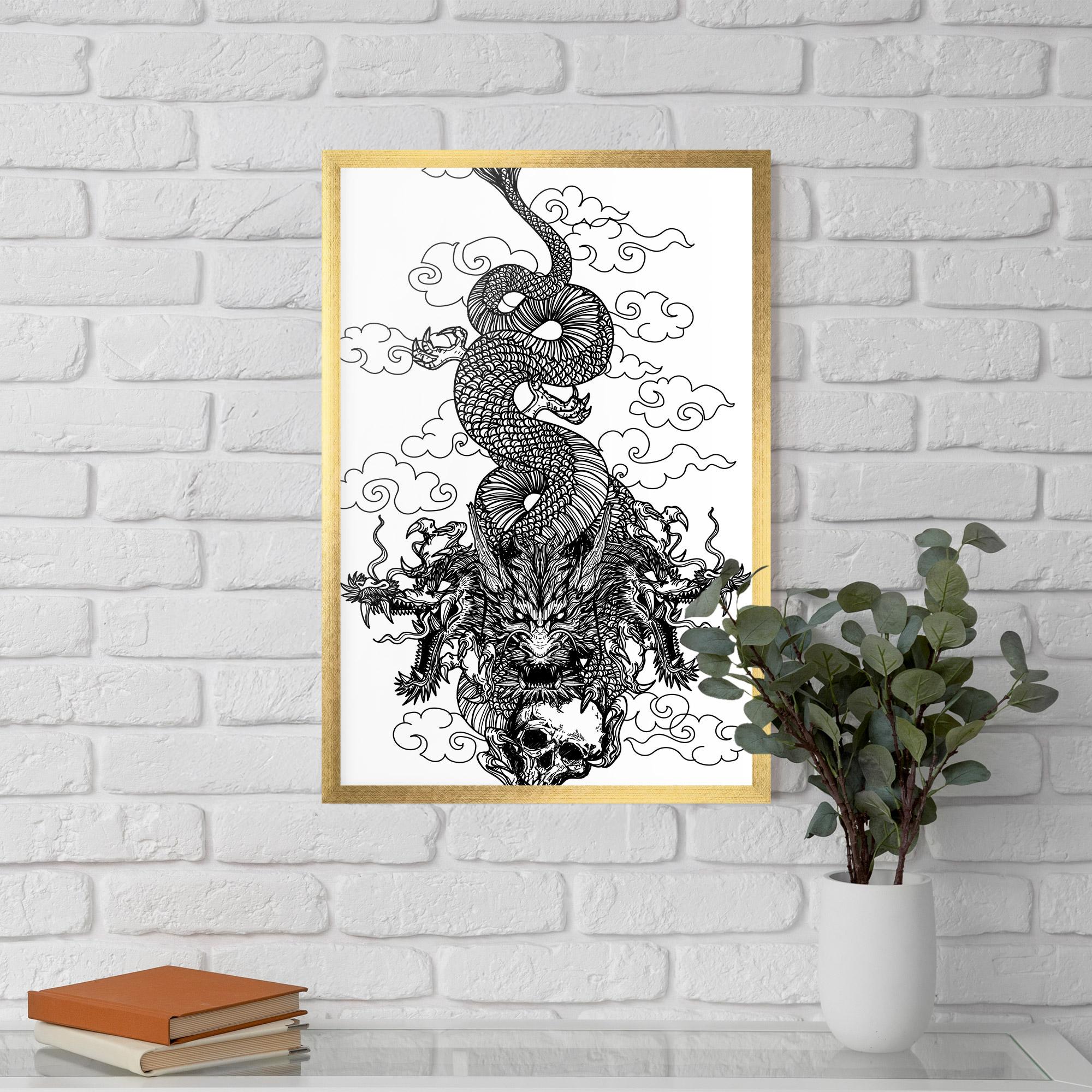 Gerahmte Poster Skull Dragon mockup 5