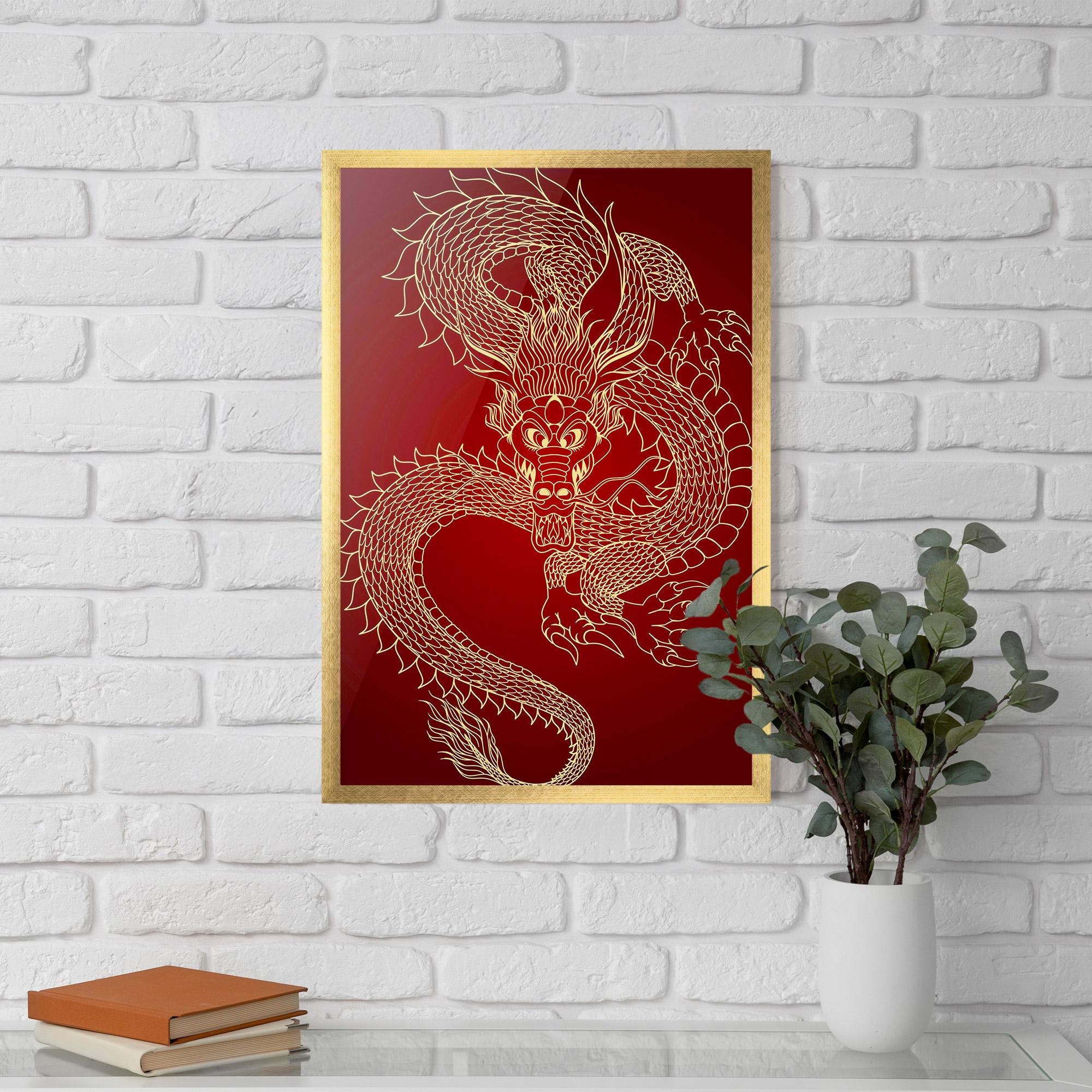 Gerahmte Poster Traditional Dragon mockup 5