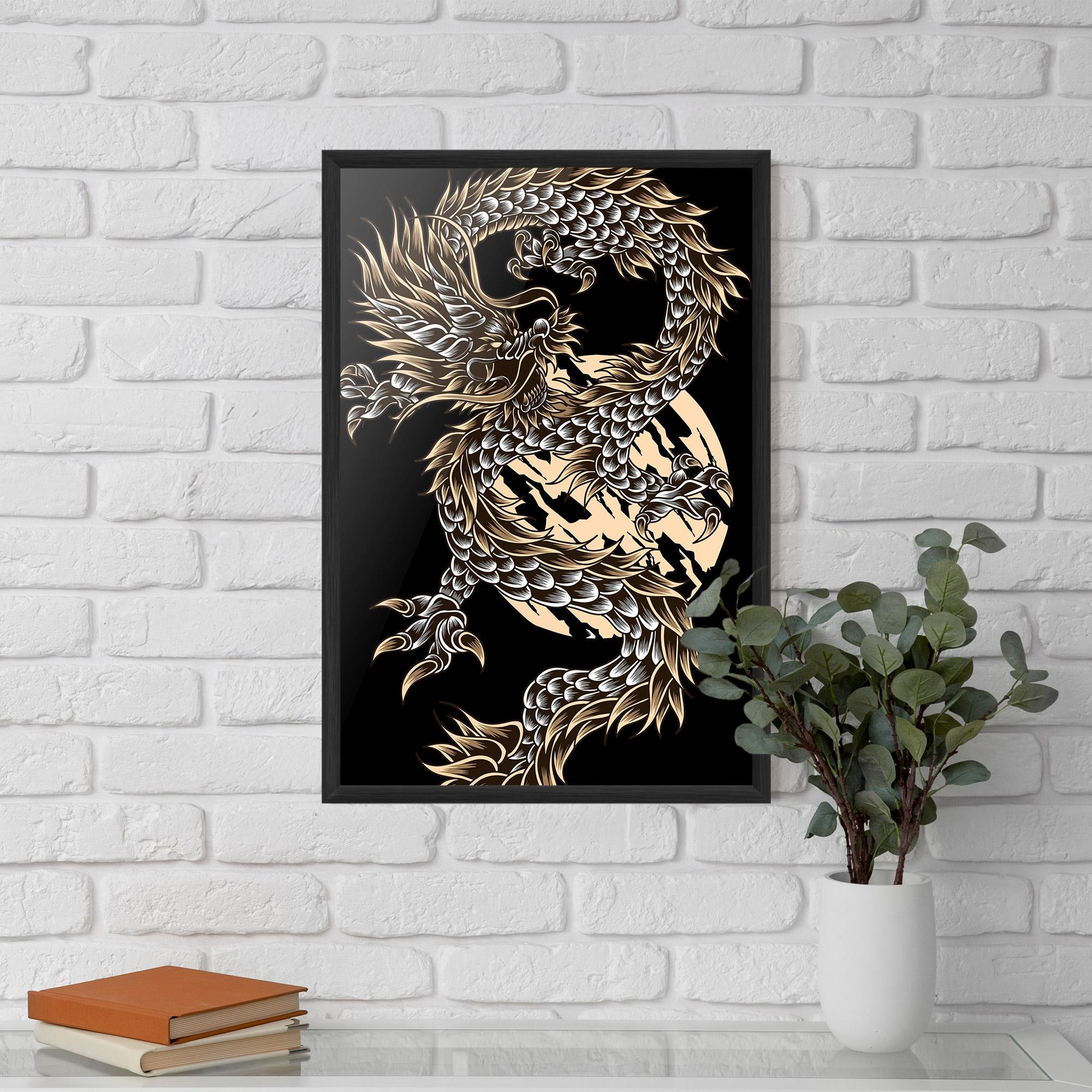Gerahmte Poster Cream Moon Dragon mockup 5