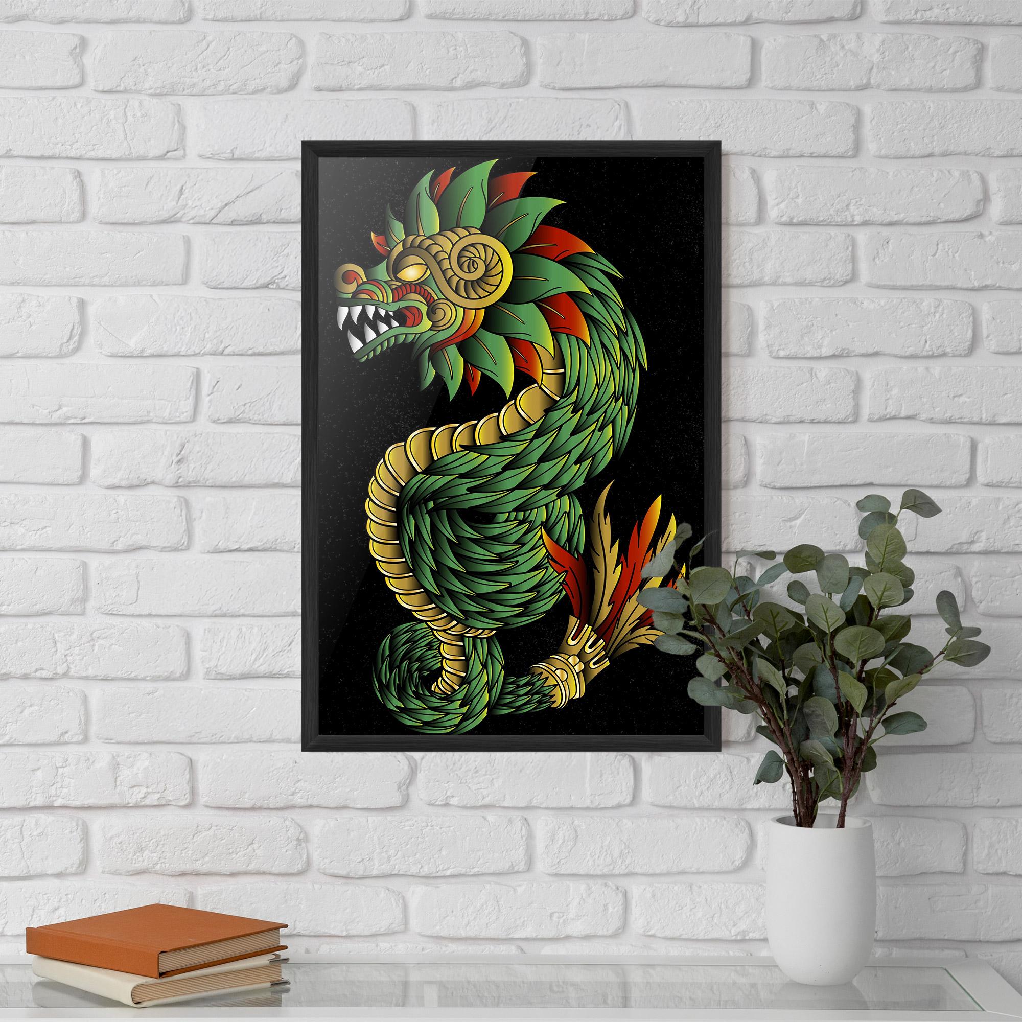 Gerahmte Poster Green Yellow Dragon mockup 5