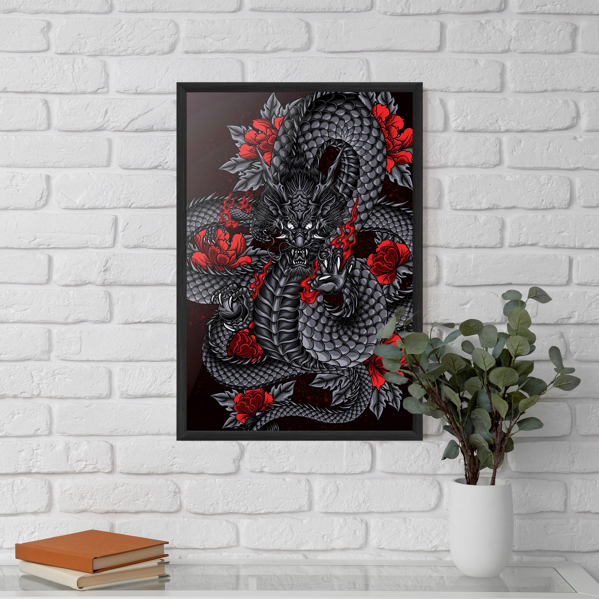 Red Flower Dragon mockup 5