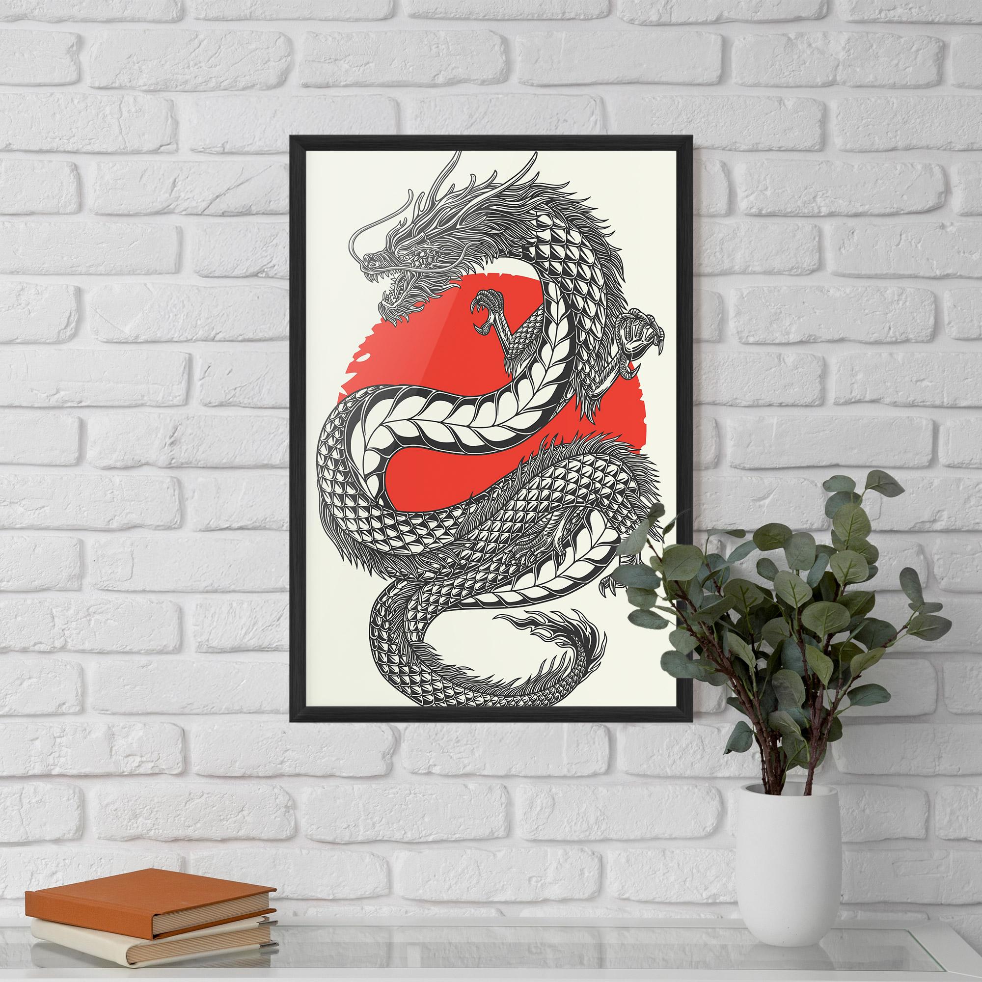 Gerahmte Poster Red Moon Dragon mockup 5