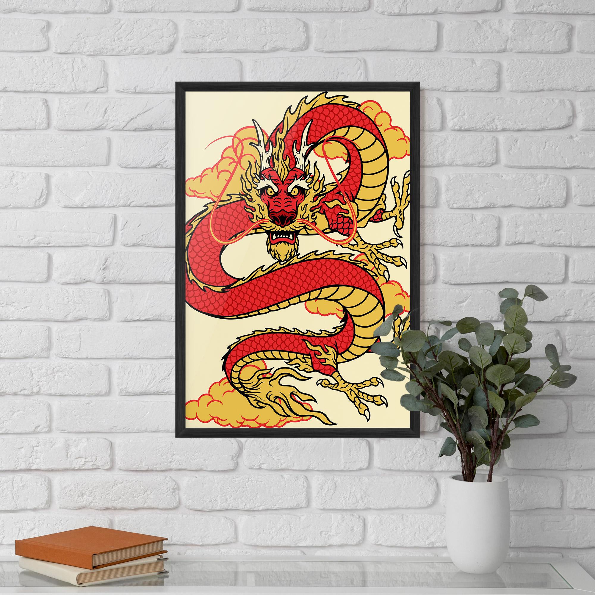 Gerahmte Poster Red Yellow Dragon mockup 5