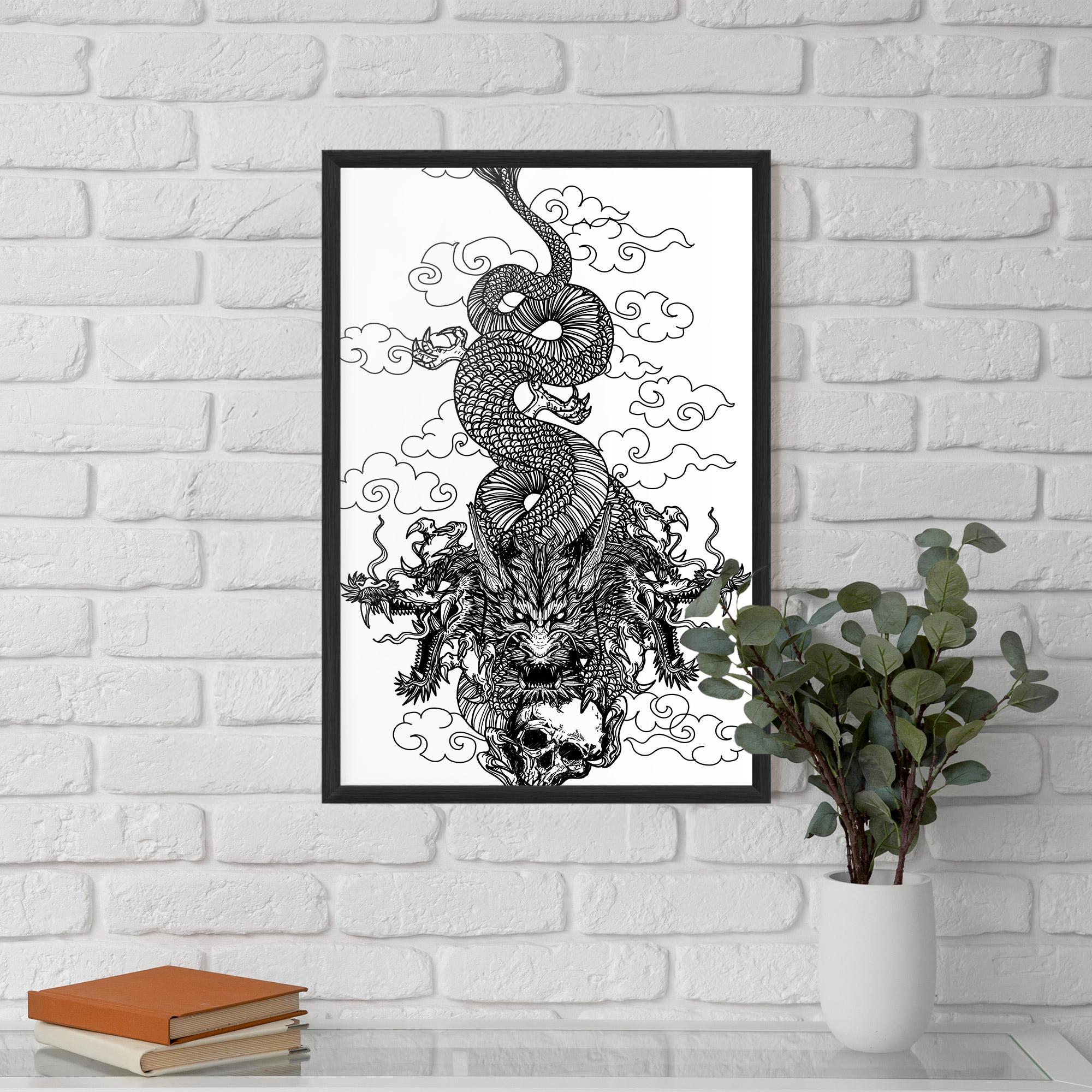 Gerahmte Poster Skull Dragon mockup 5