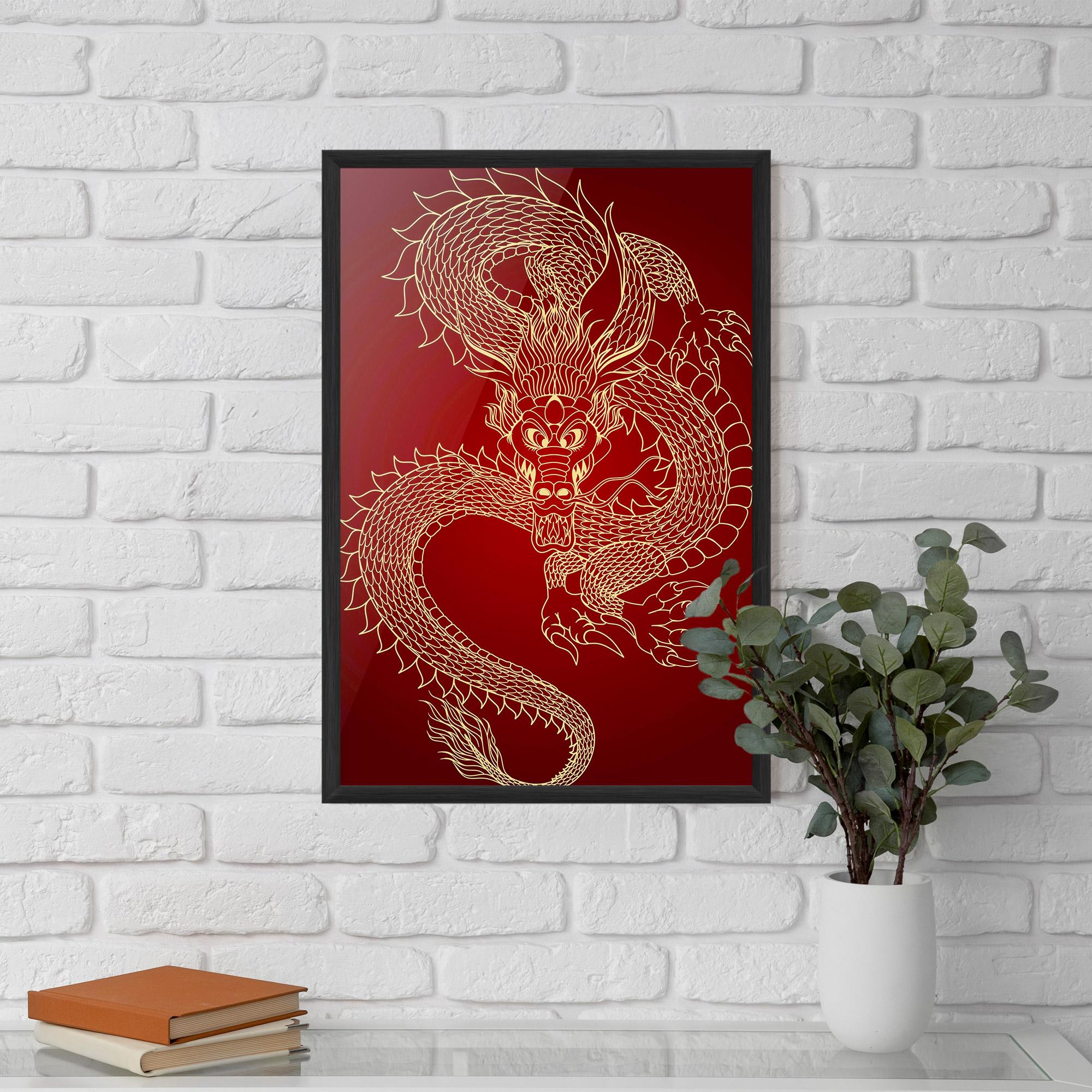 Gerahmte Poster Traditional Dragon mockup 5