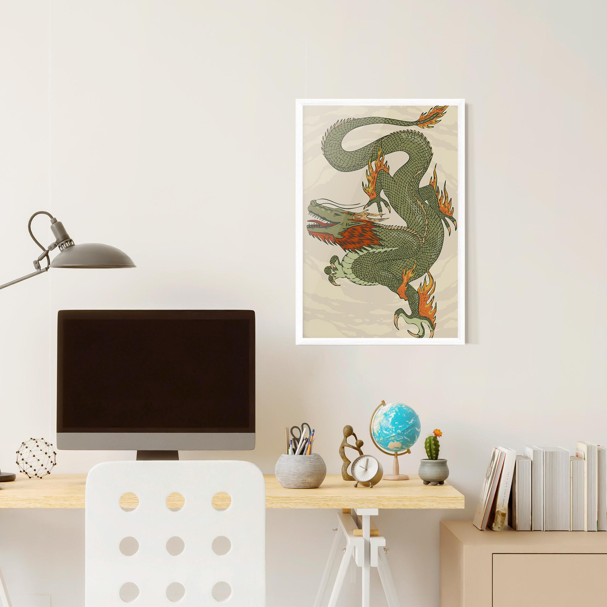 Gerahmte Poster Chinese Dragon Green mockup 6