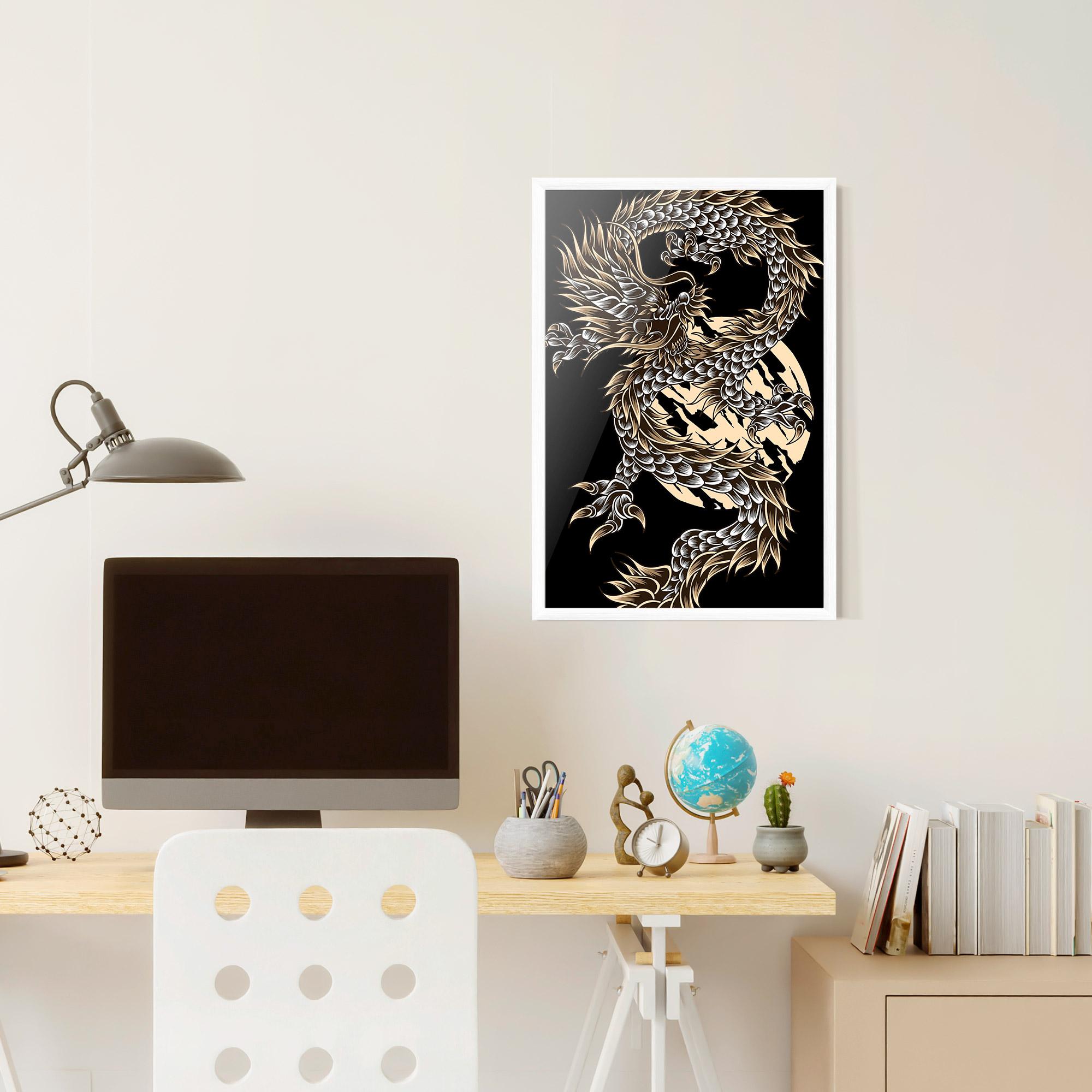 Gerahmte Poster Cream Moon Dragon mockup 6
