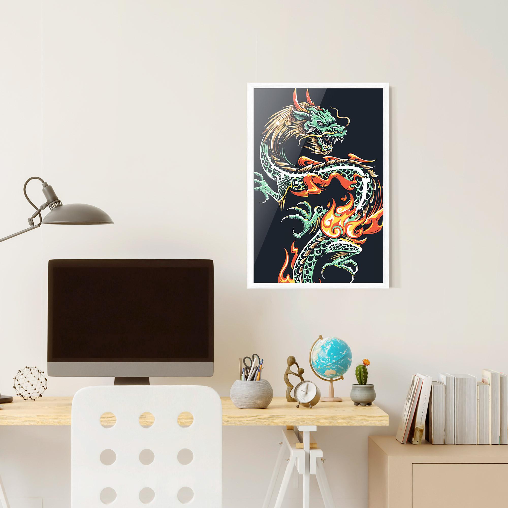 Gerahmte Poster Dragon Green mockup 6