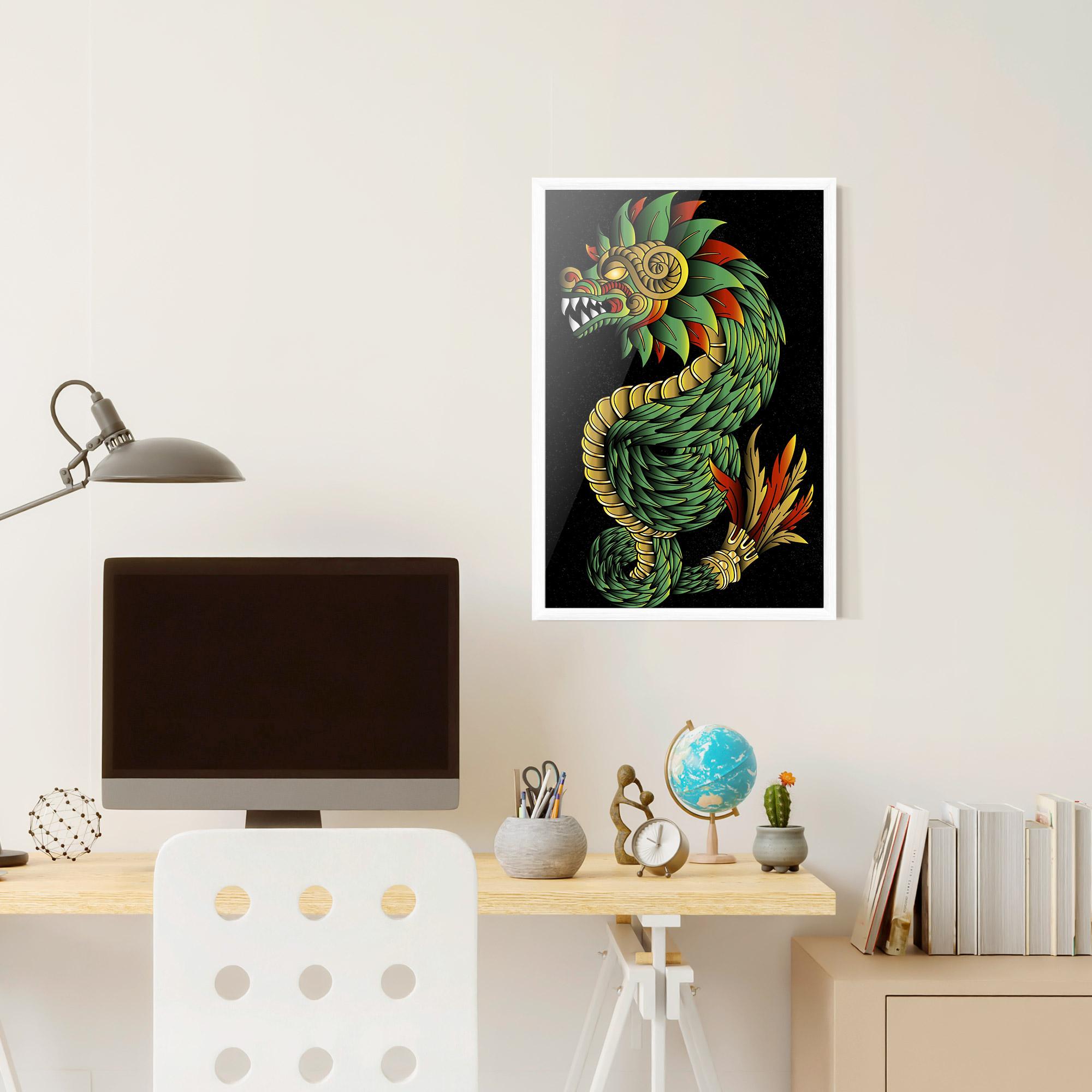 Gerahmte Poster Green Yellow Dragon mockup 6