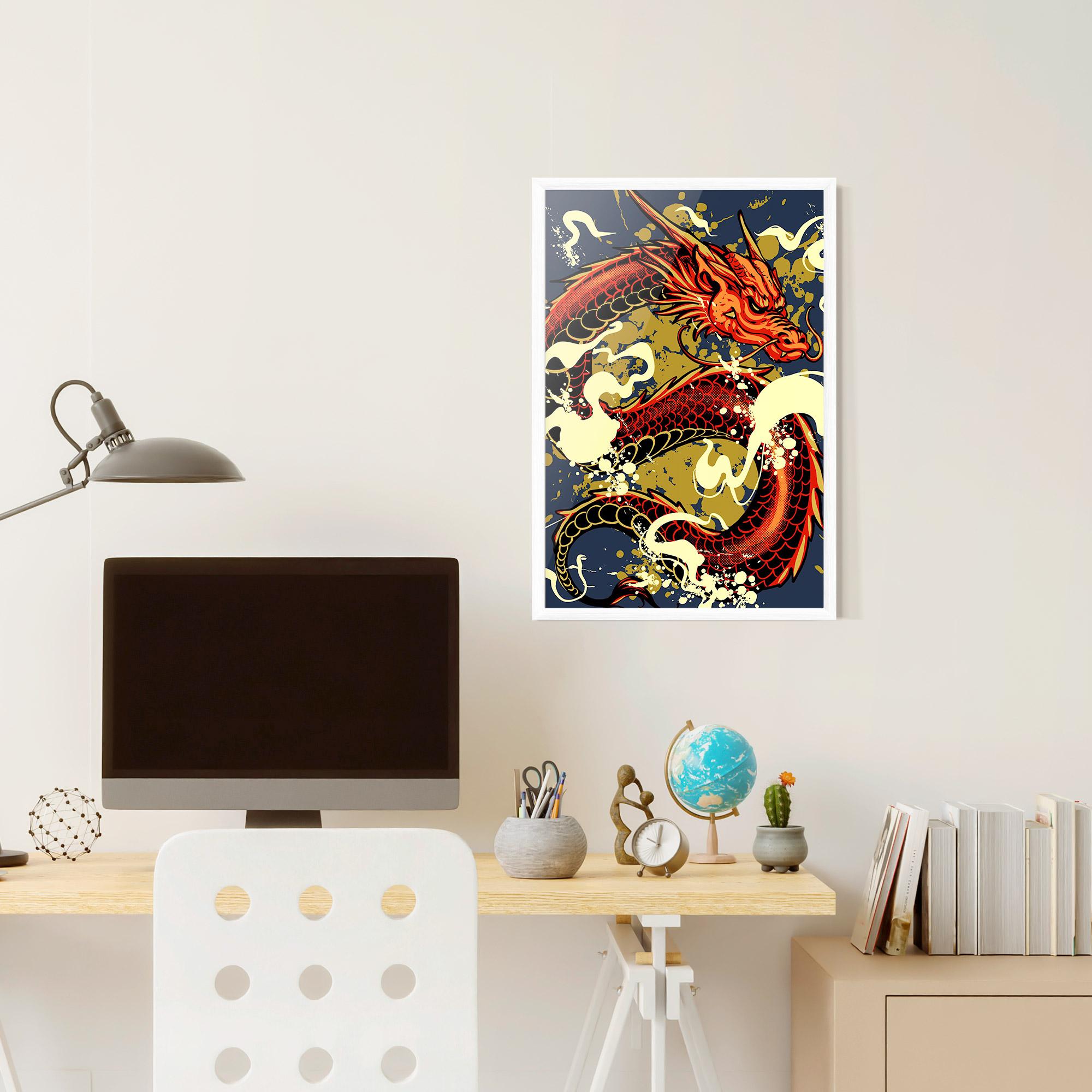 Gerahmte Poster Red Cream Dragon mockup 6