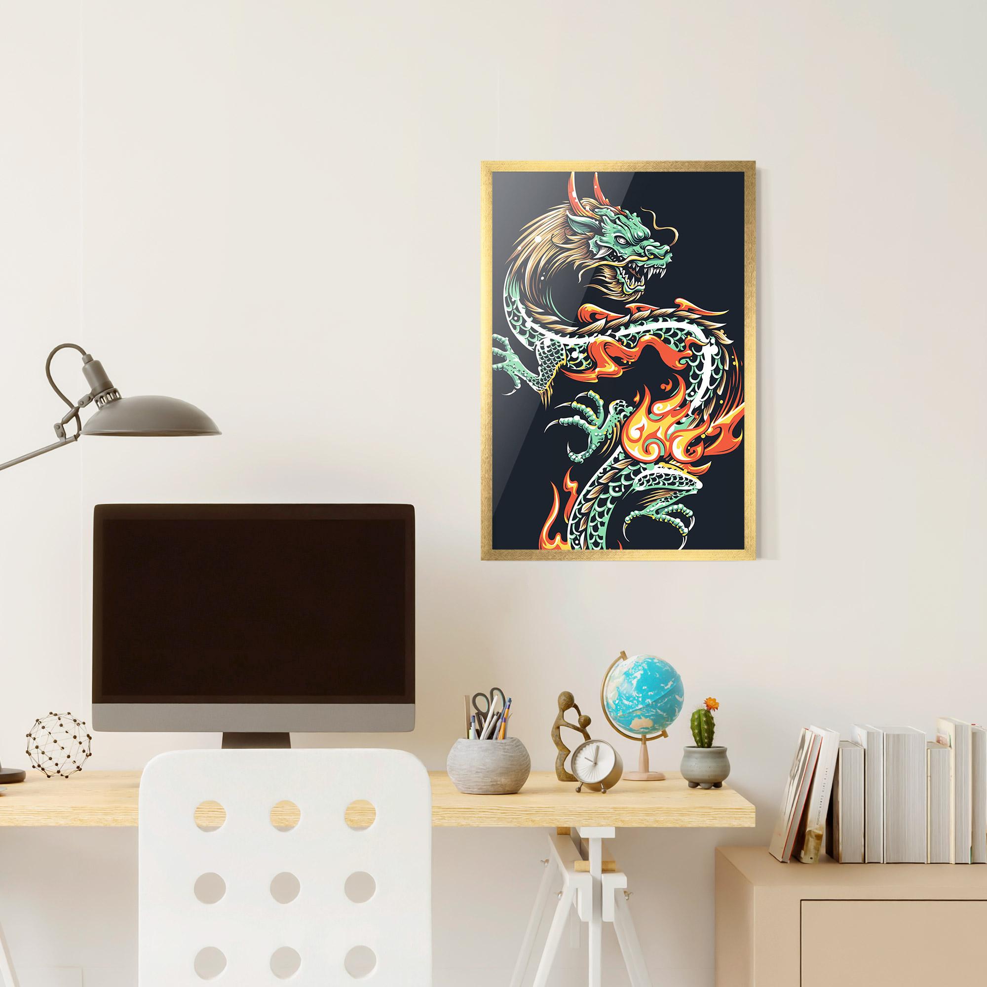 Gerahmte Poster Dragon Green mockup 6