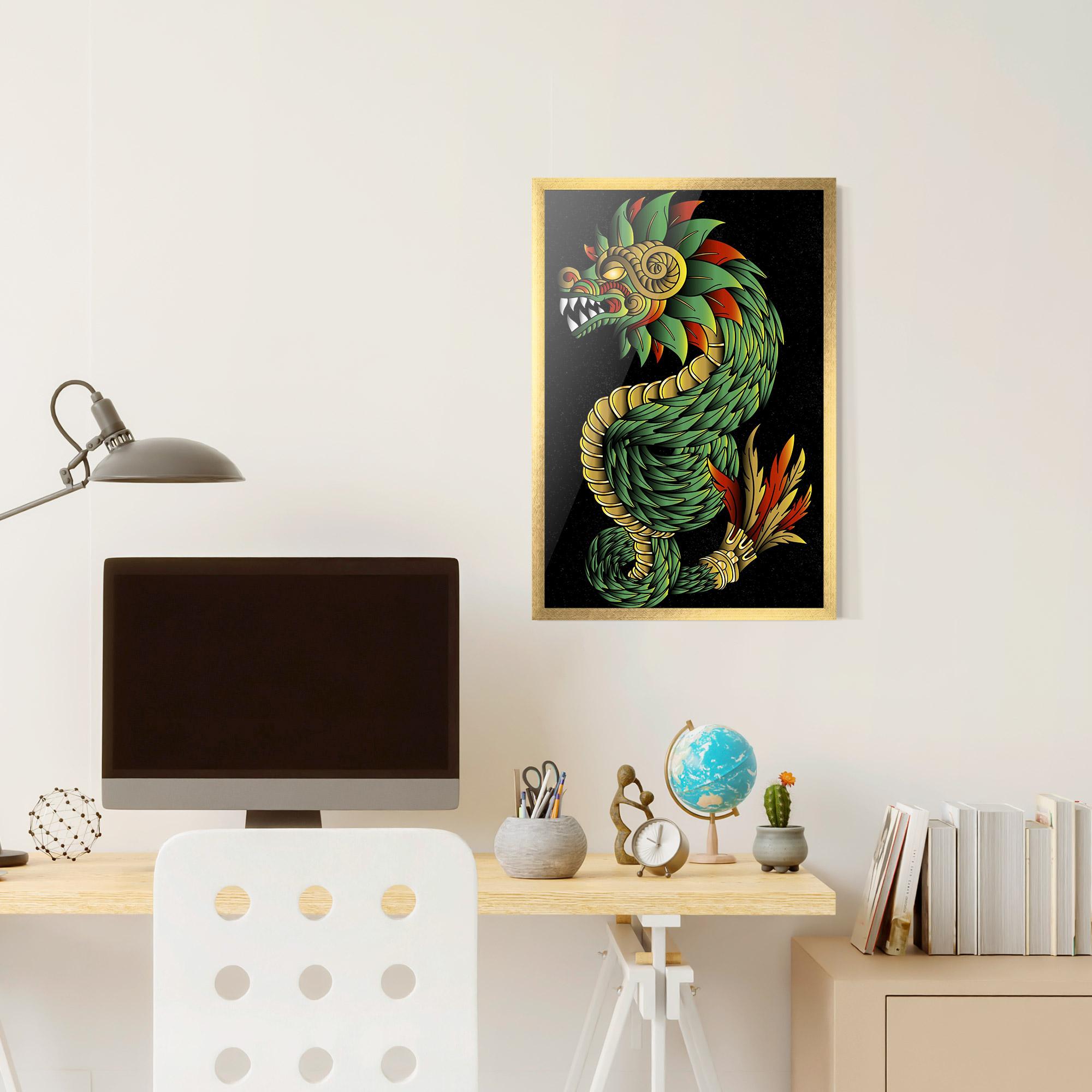 Gerahmte Poster Green Yellow Dragon mockup 6