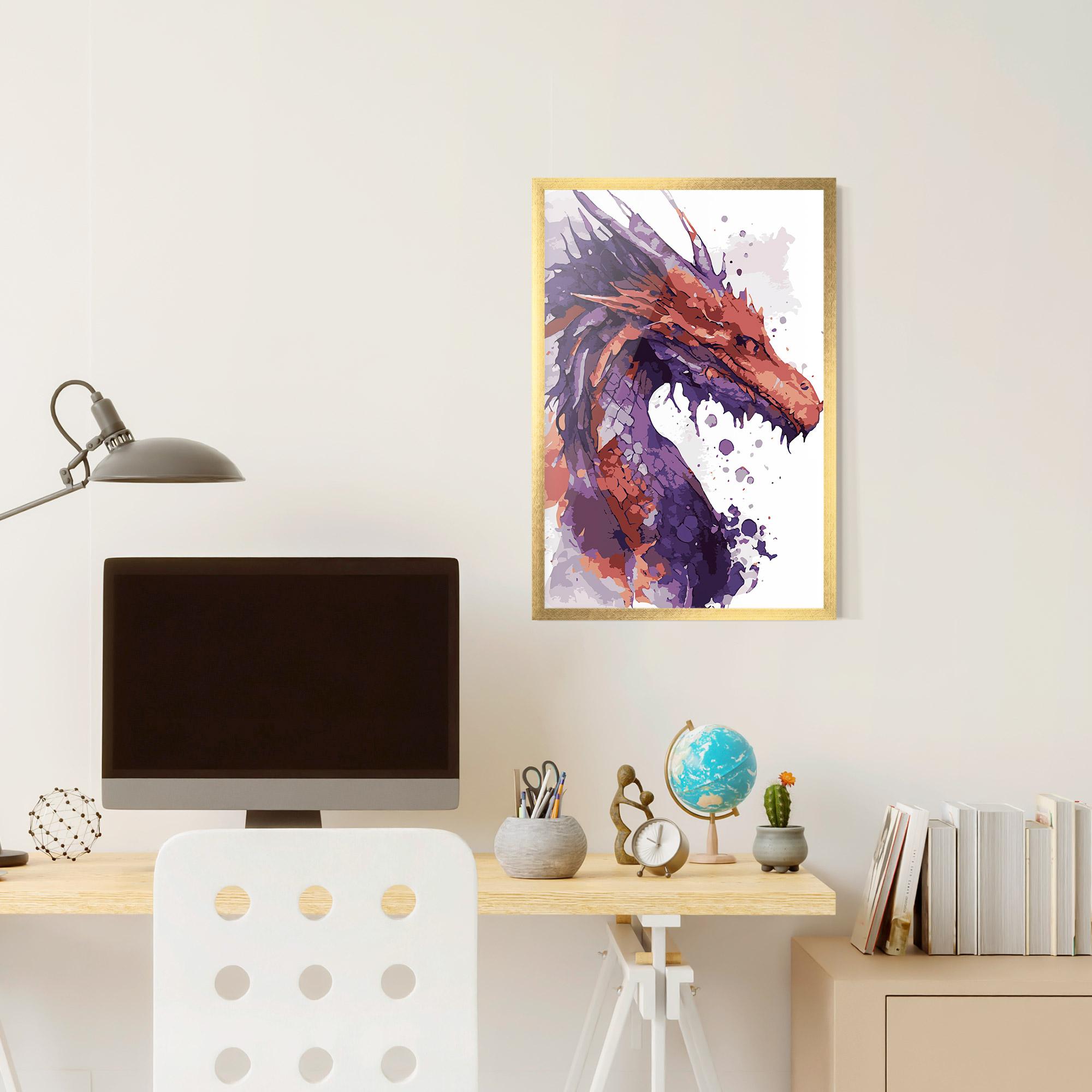 Gerahmte Poster Orange Purple Dragon mockup 6