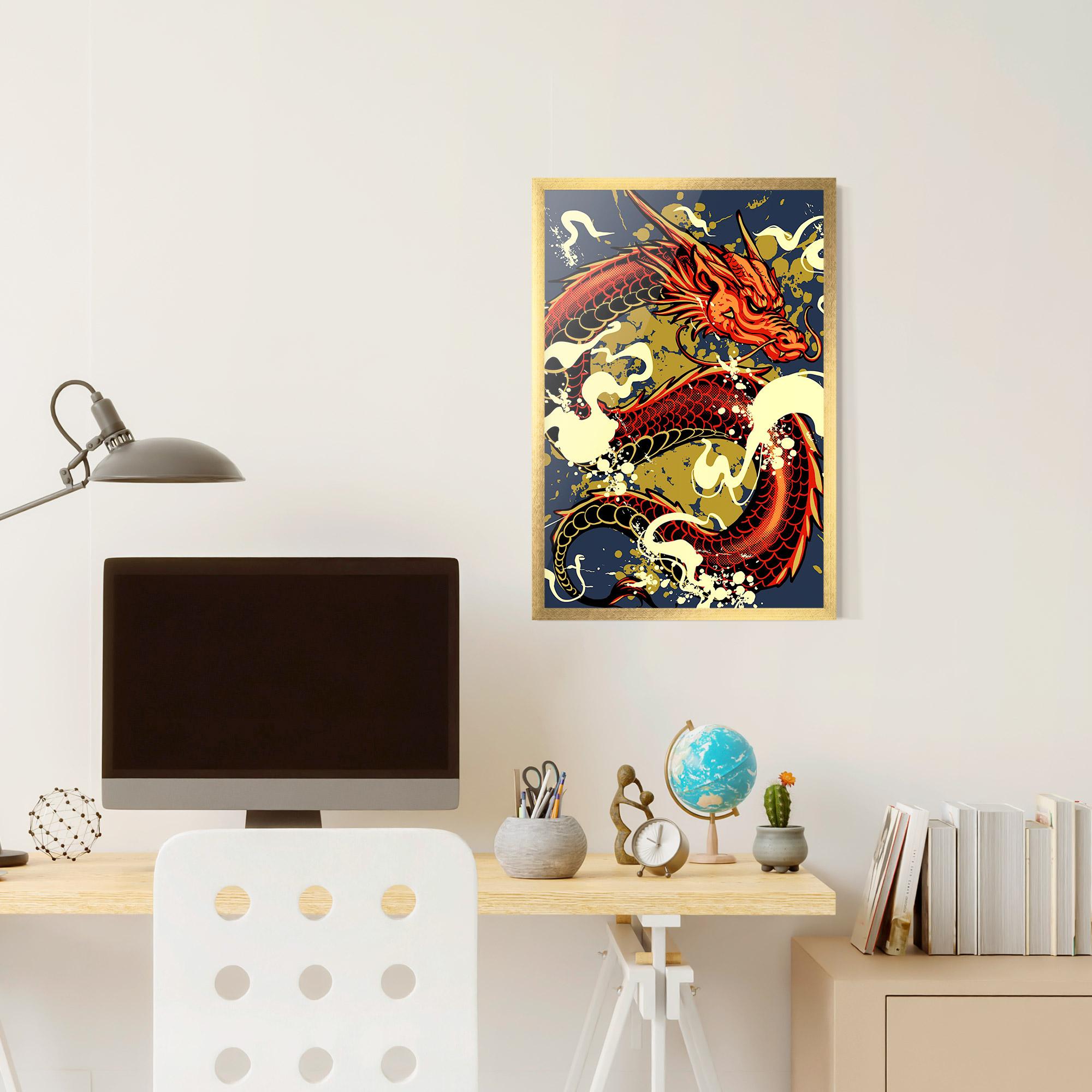 Gerahmte Poster Red Cream Dragon mockup 6