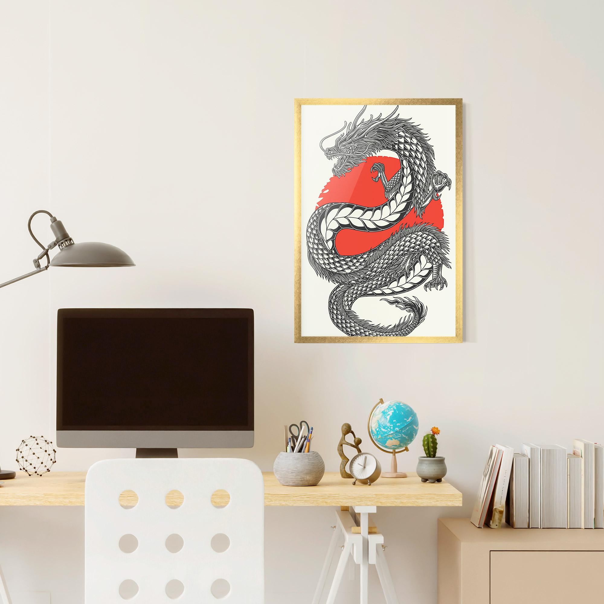 Gerahmte Poster Red Moon Dragon mockup 6