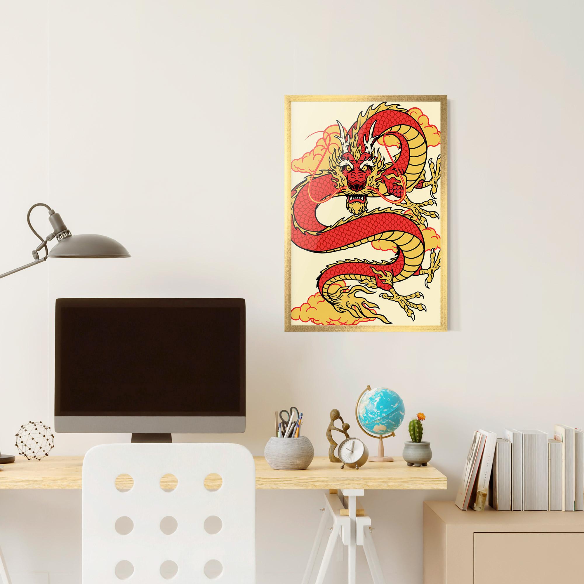 Gerahmte Poster Red Yellow Dragon mockup 6
