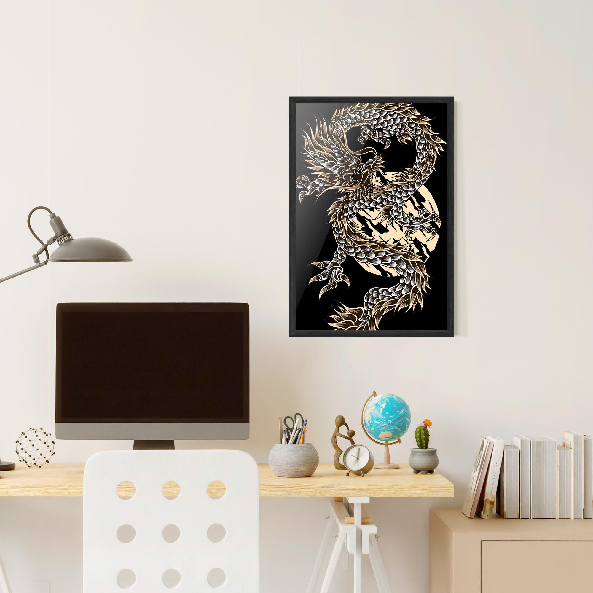 Gerahmte Poster Cream Moon Dragon mockup 6