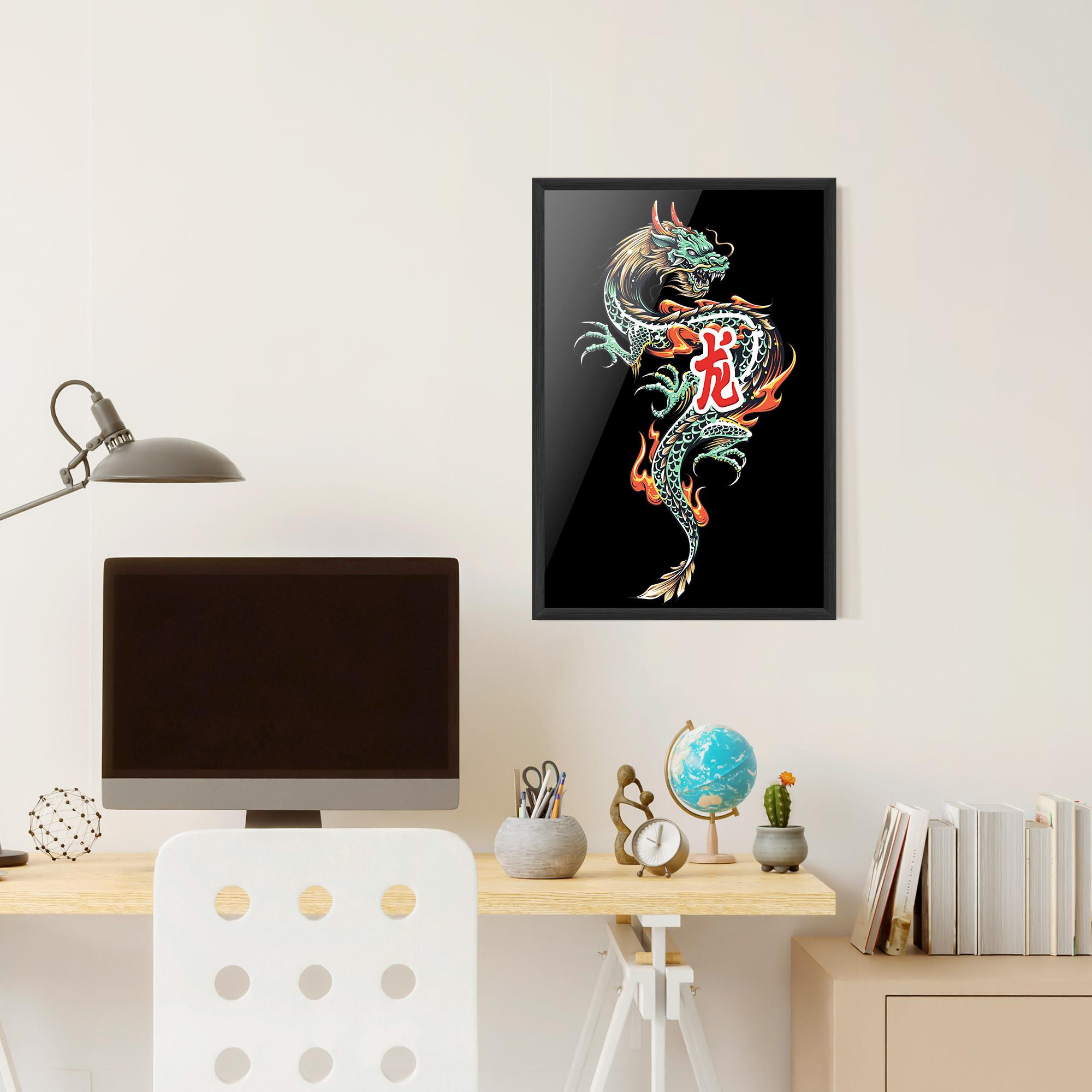Gerahmte Poster Green Fire Dragon mockup 6