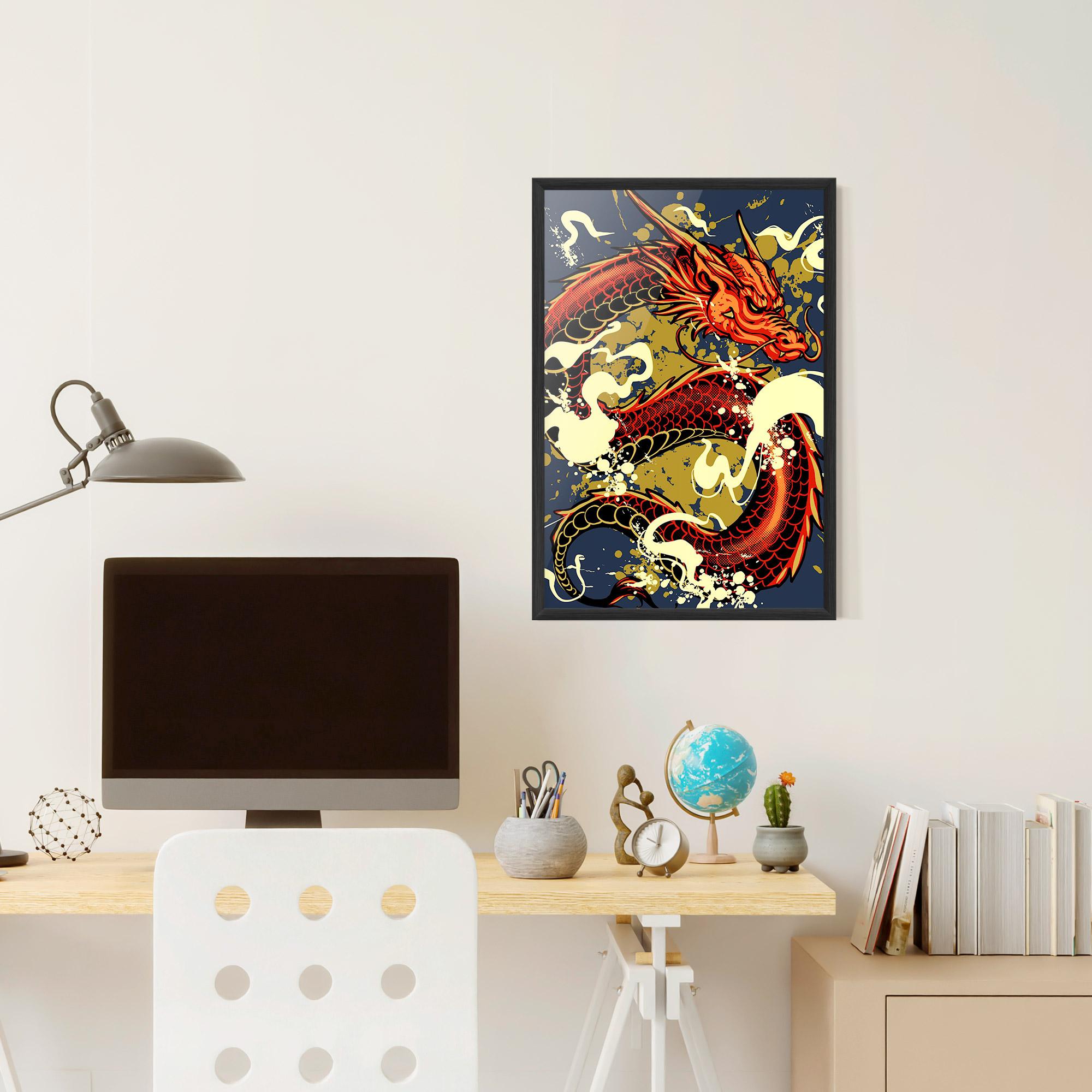 Gerahmte Poster Red Cream Dragon mockup 6
