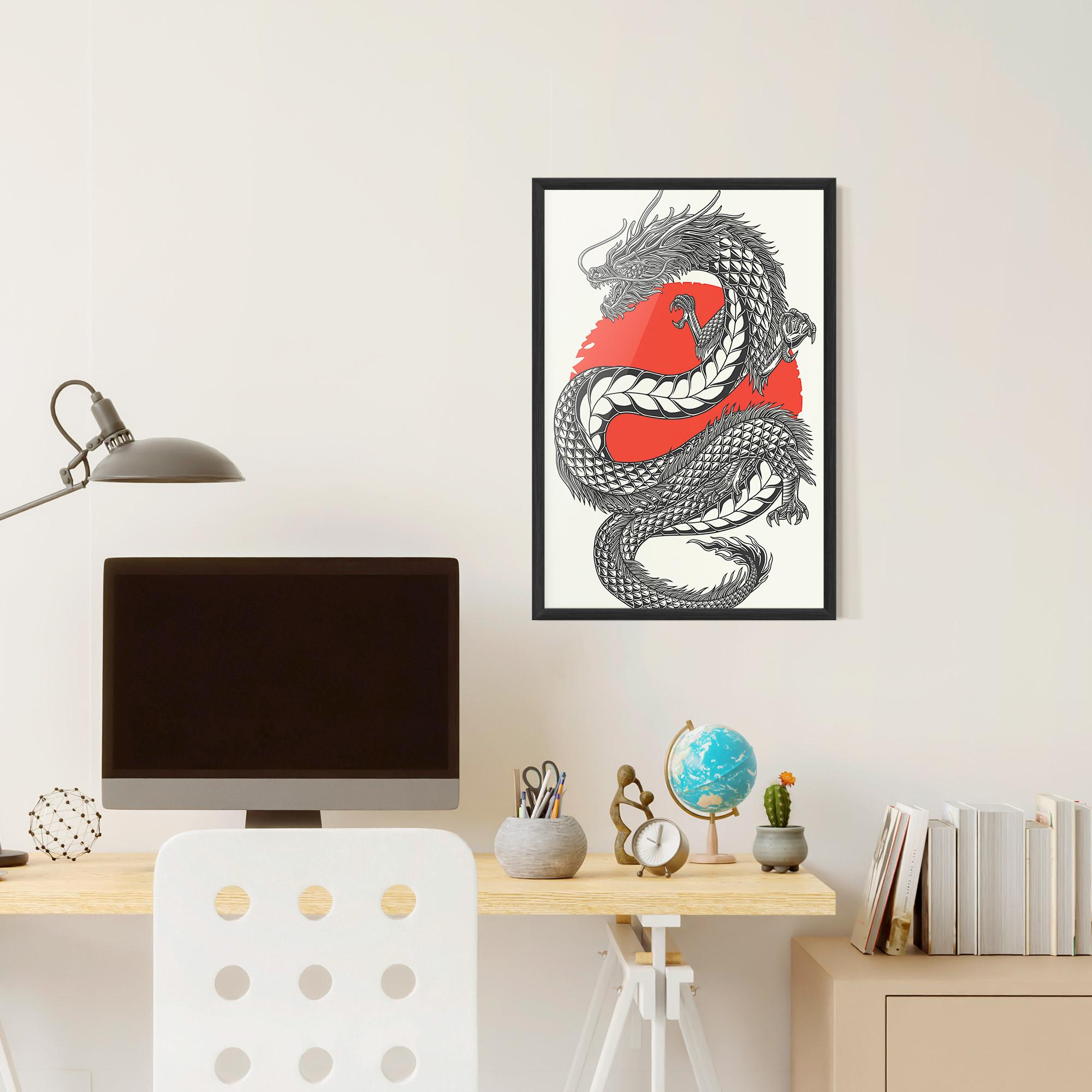 Gerahmte Poster Red Moon Dragon mockup 6