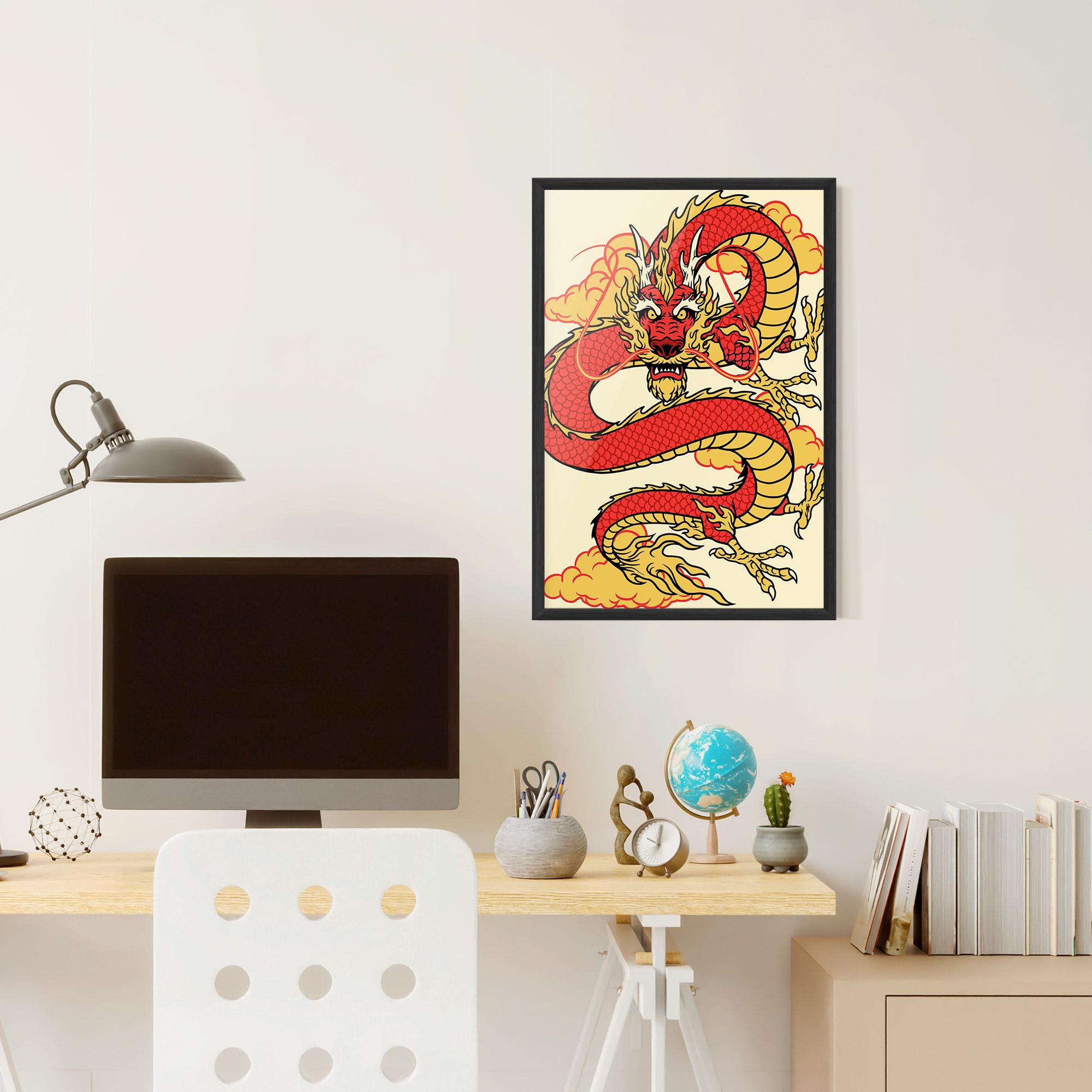 Gerahmte Poster Red Yellow Dragon mockup 6