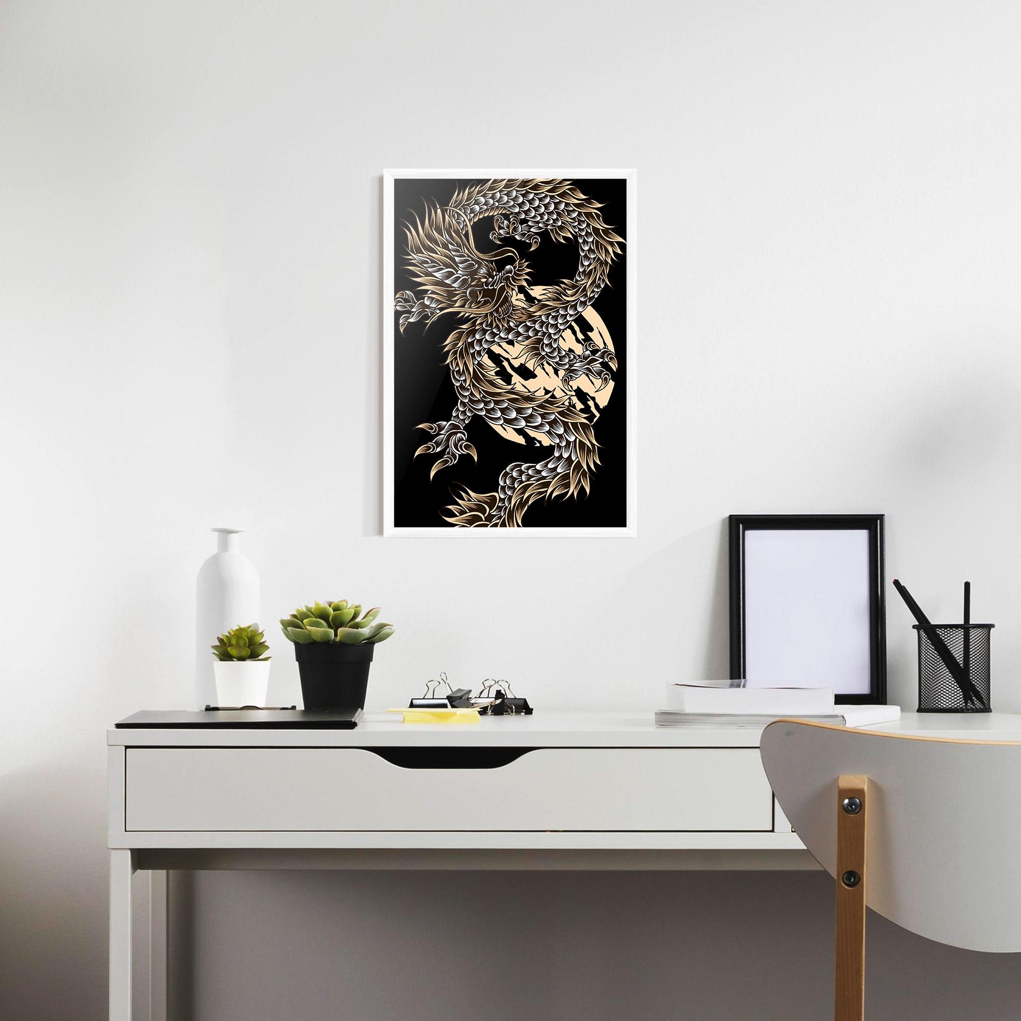 Gerahmte Poster Cream Moon Dragon mockup 7