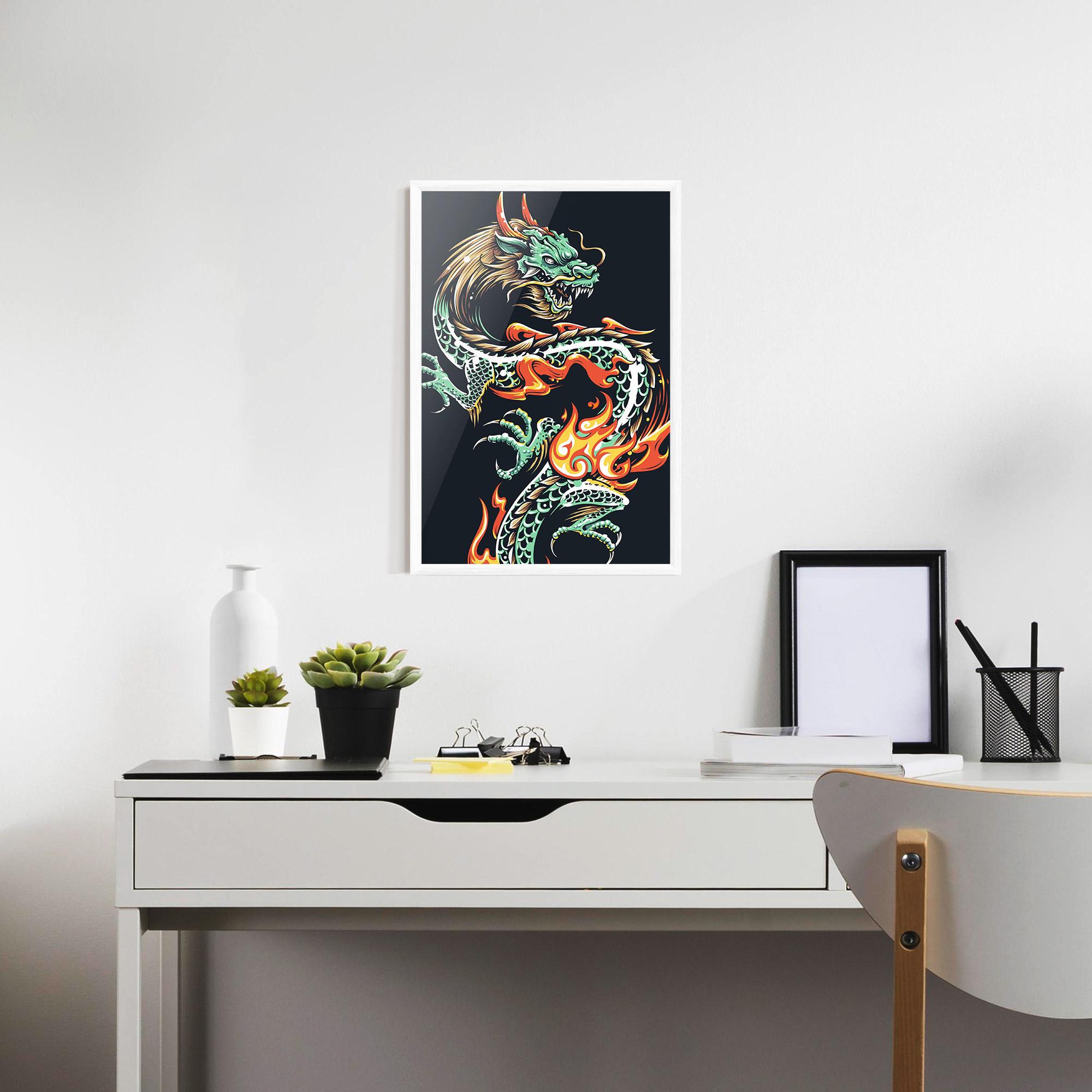 Gerahmte Poster Dragon Green mockup 7