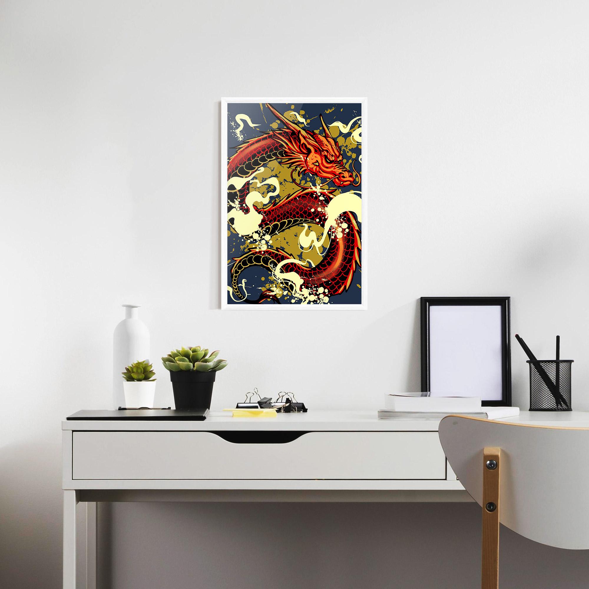 Gerahmte Poster Red Cream Dragon mockup 7