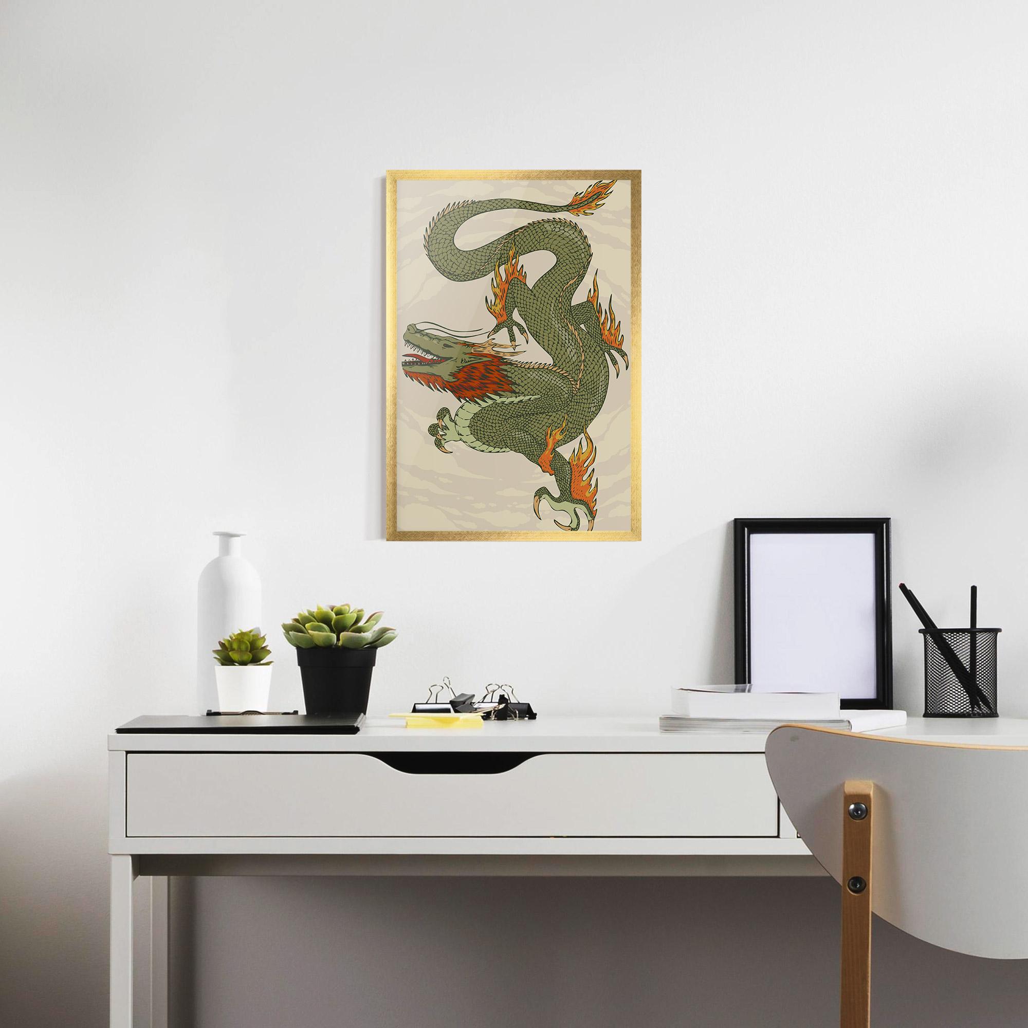 Gerahmte Poster Chinese Dragon Green mockup 7