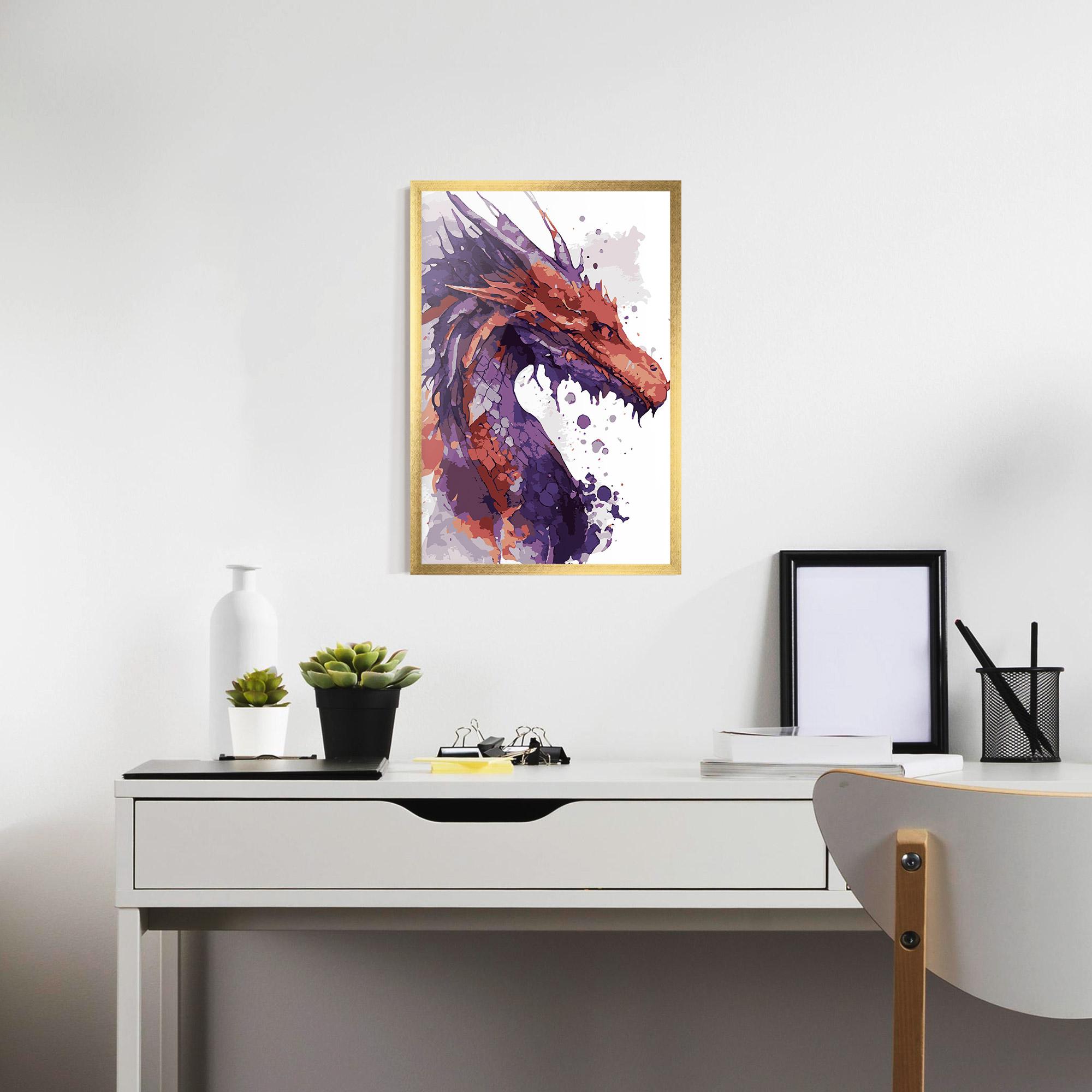 Gerahmte Poster Orange Purple Dragon mockup 7