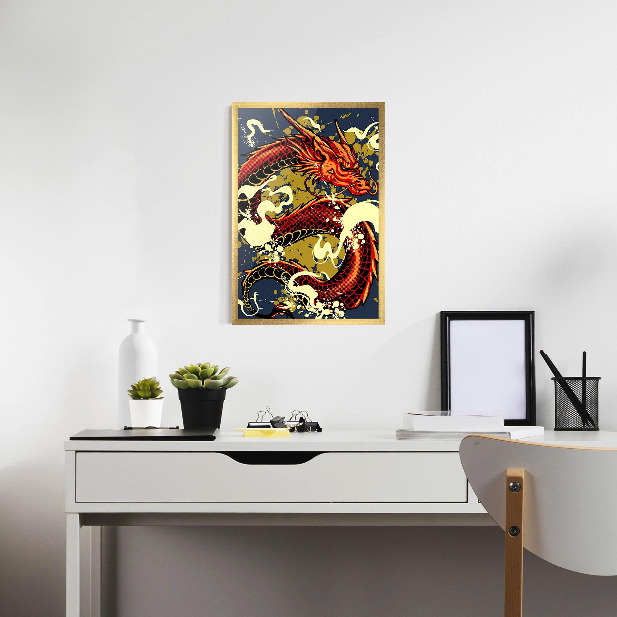 Gerahmte Poster Red Cream Dragon mockup 7