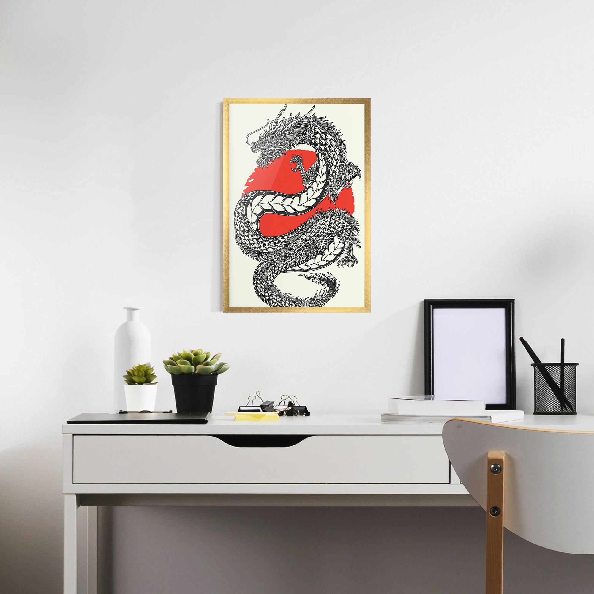 Gerahmte Poster Red Moon Dragon mockup 7