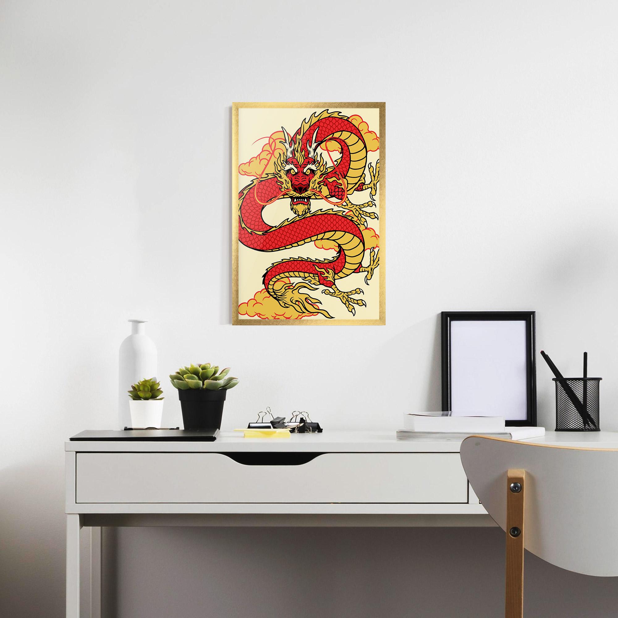 Gerahmte Poster Red Yellow Dragon mockup 7