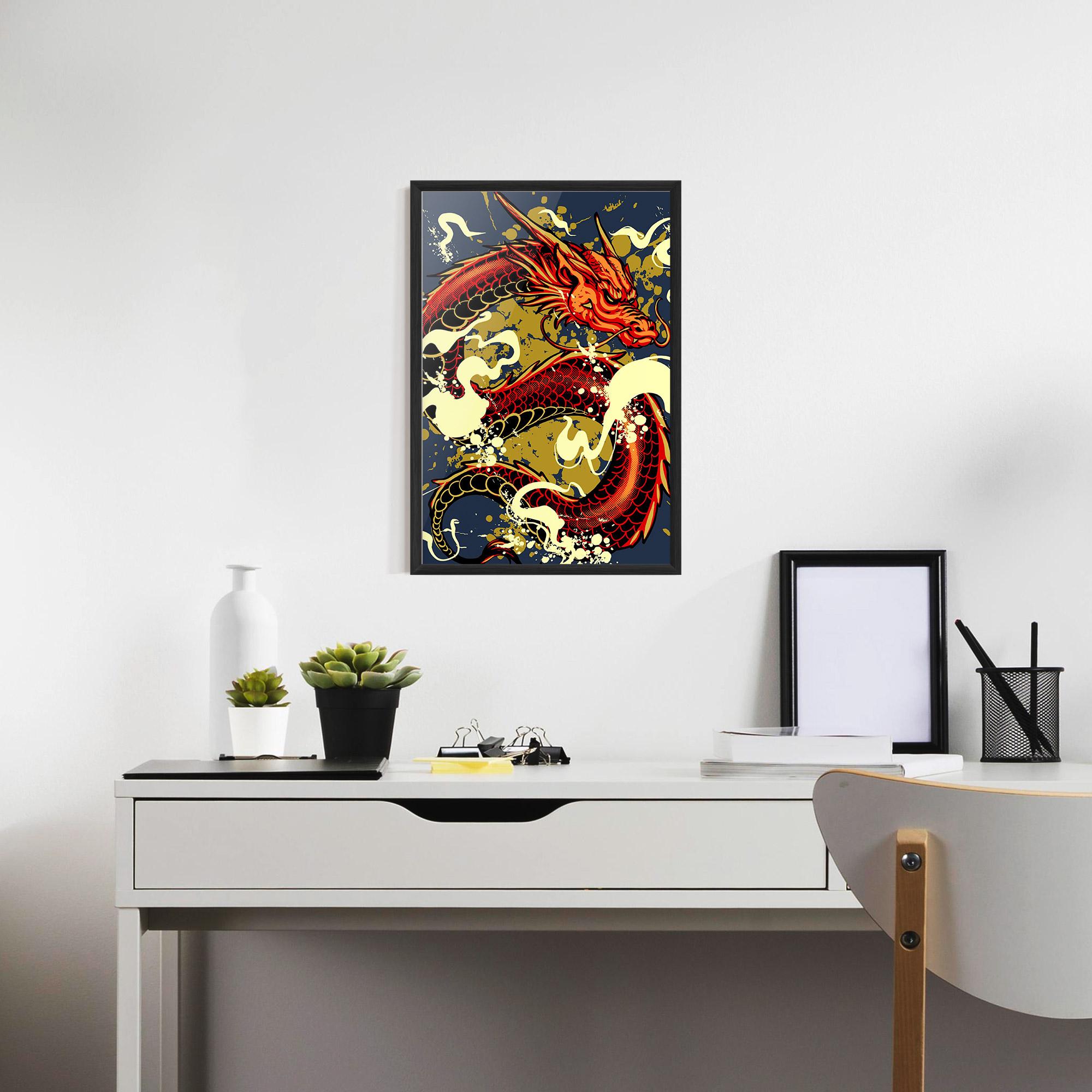 Gerahmte Poster Red Cream Dragon mockup 7