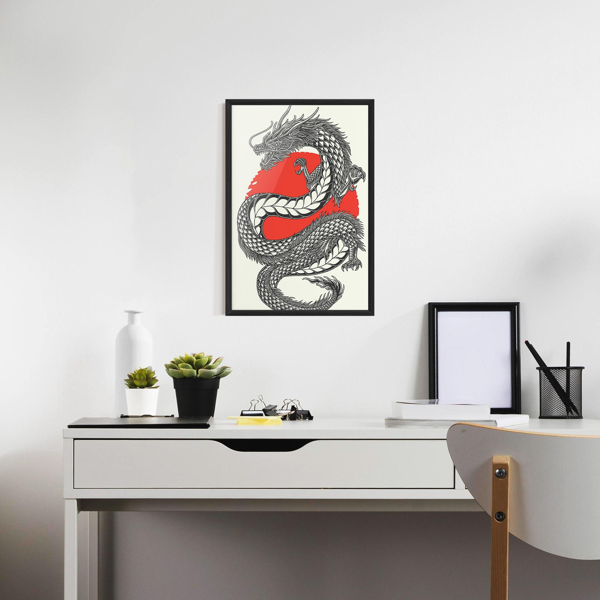Gerahmte Poster Red Moon Dragon mockup 7
