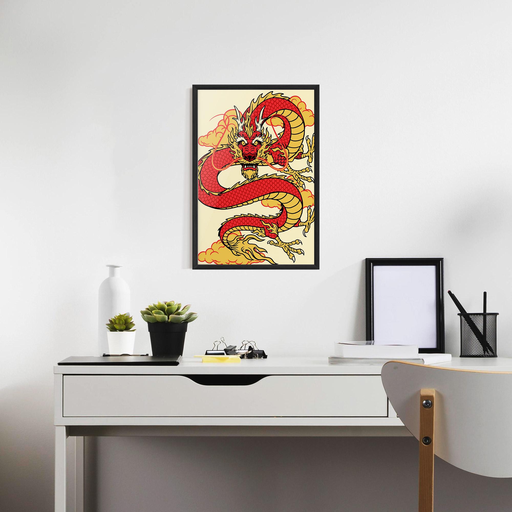 Gerahmte Poster Red Yellow Dragon mockup 7